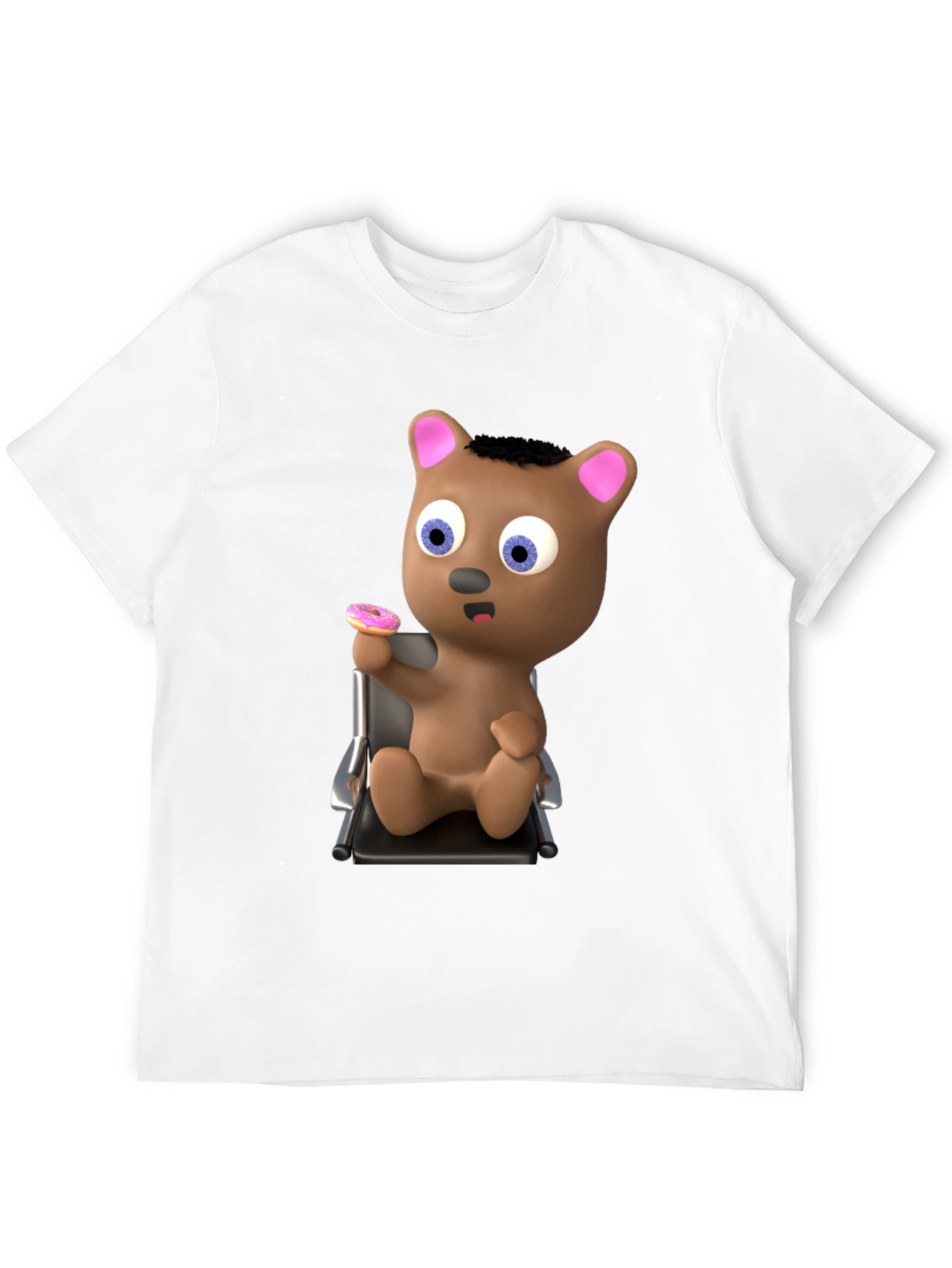 Camiseta Negra con Diseño de Oso y Donut