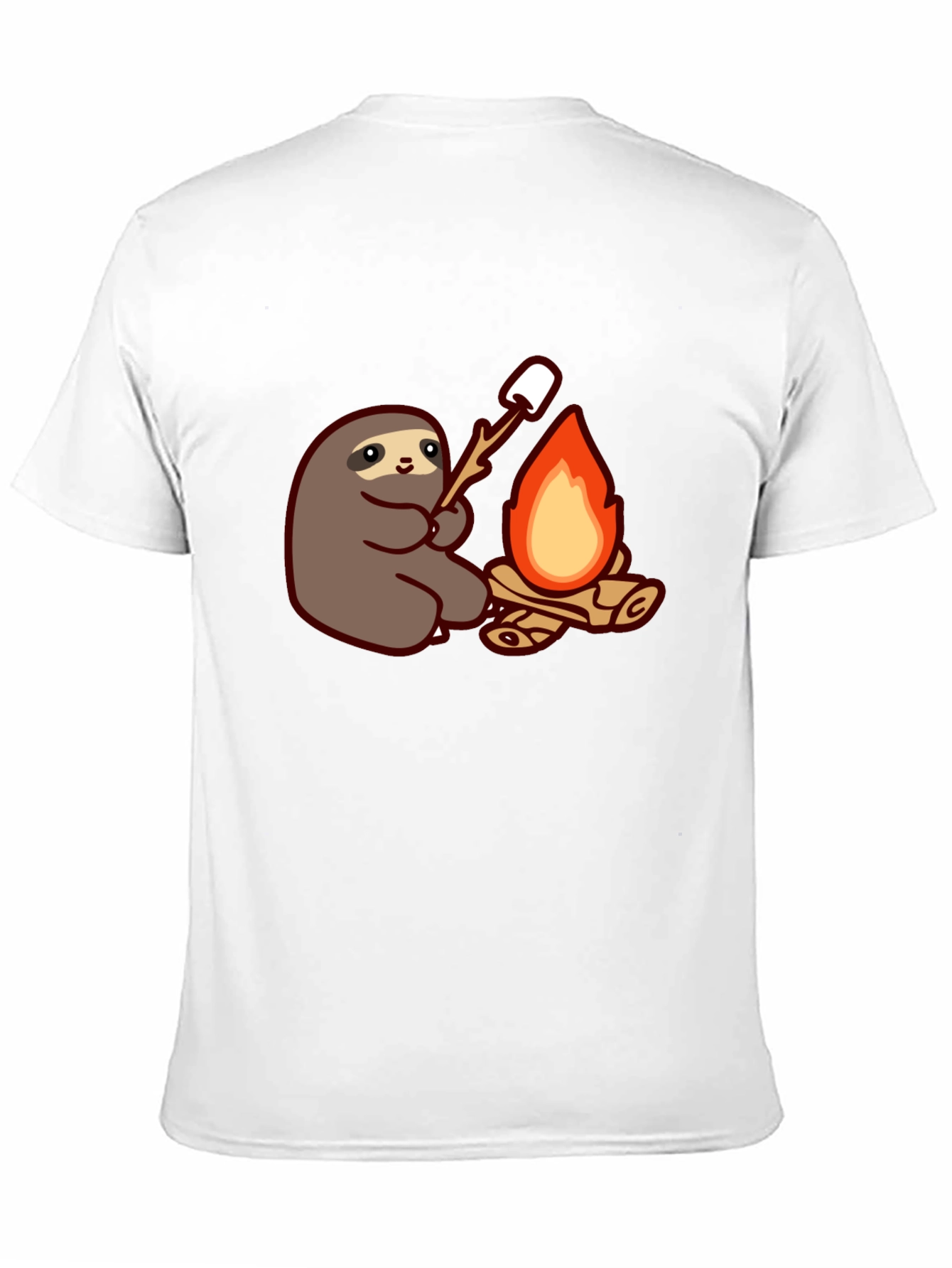 Camiseta Negra con Diseño de Perezoso Asando Malvaviscos