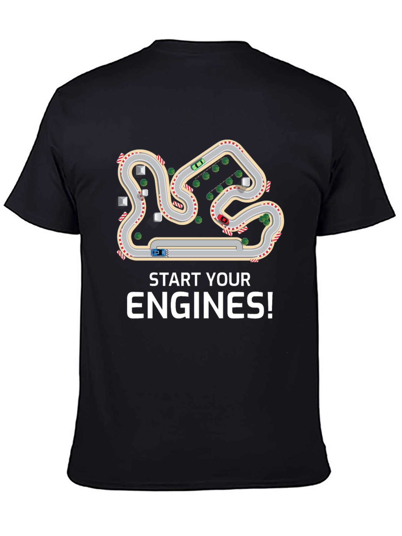 Camiseta Negra Start Your Engines para Amantes de Carreras