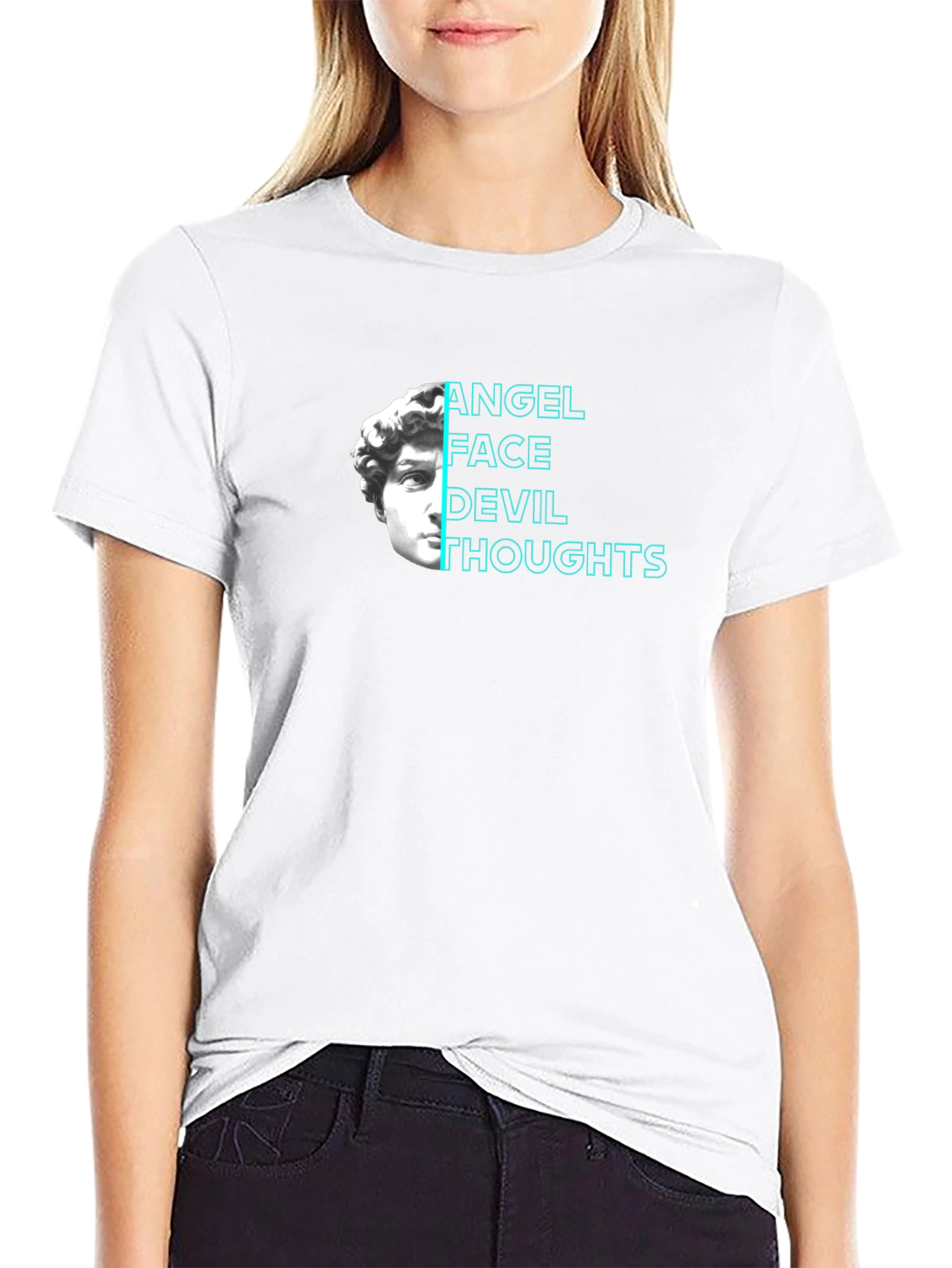 Camiseta Negra Angel Face Devil Thoughts