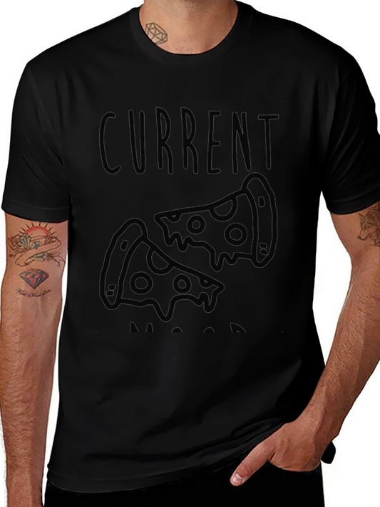 Camiseta Negra con Diseño de Pizza Current Mood