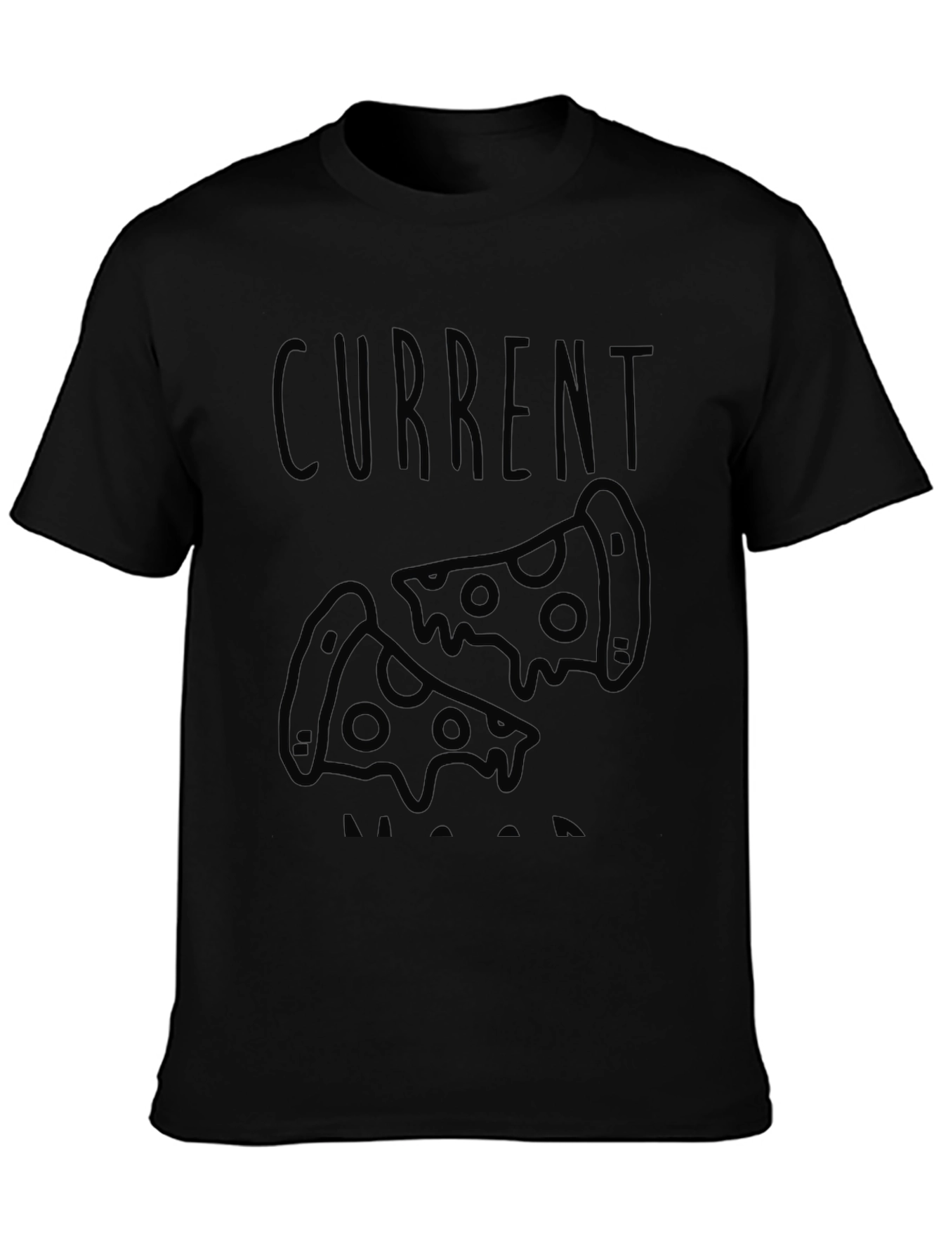 Camiseta Negra con Diseño de Pizza Current Mood