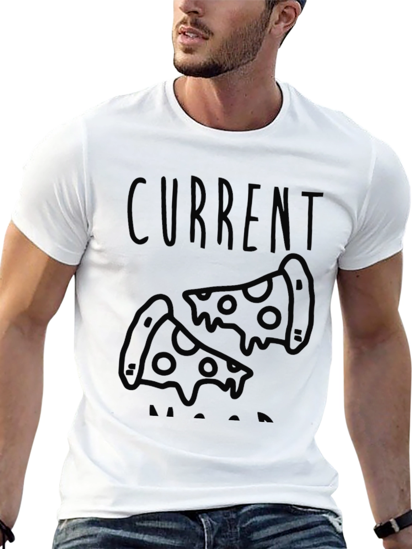 Camiseta Negra con Diseño de Pizza Current Mood
