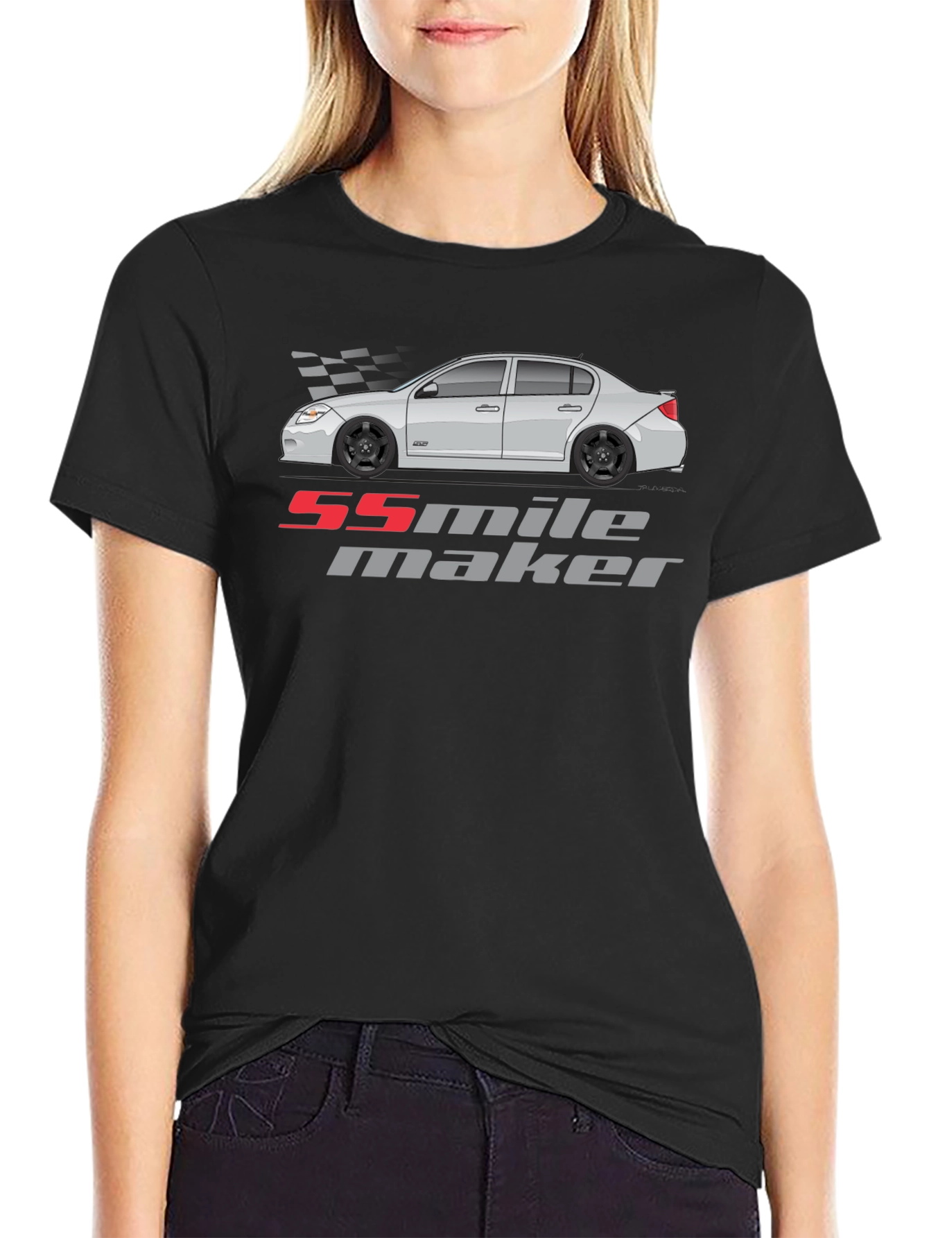 Camiseta Negra 55 Mile Maker Coche Clásico