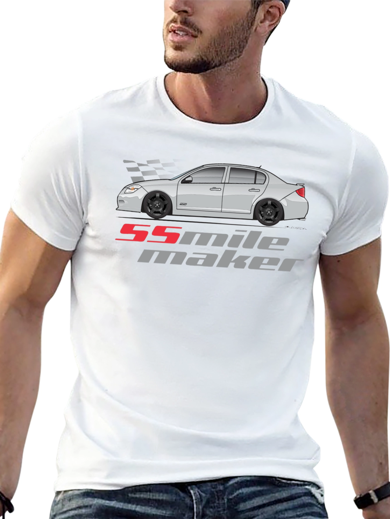 Camiseta Negra 55 Mile Maker Coche Clásico