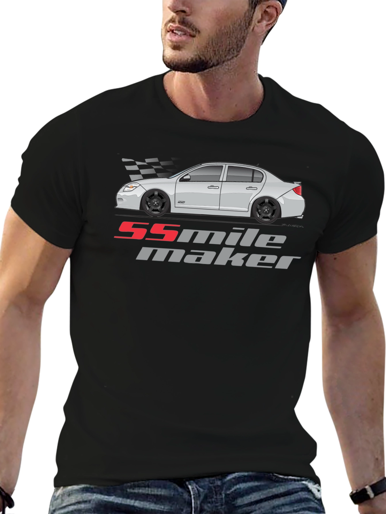 Camiseta Negra 55 Mile Maker Coche Clásico
