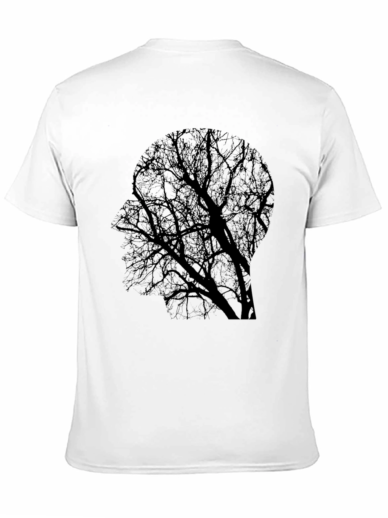 Camiseta Negra con Diseño de Árbol en Silueta Humana