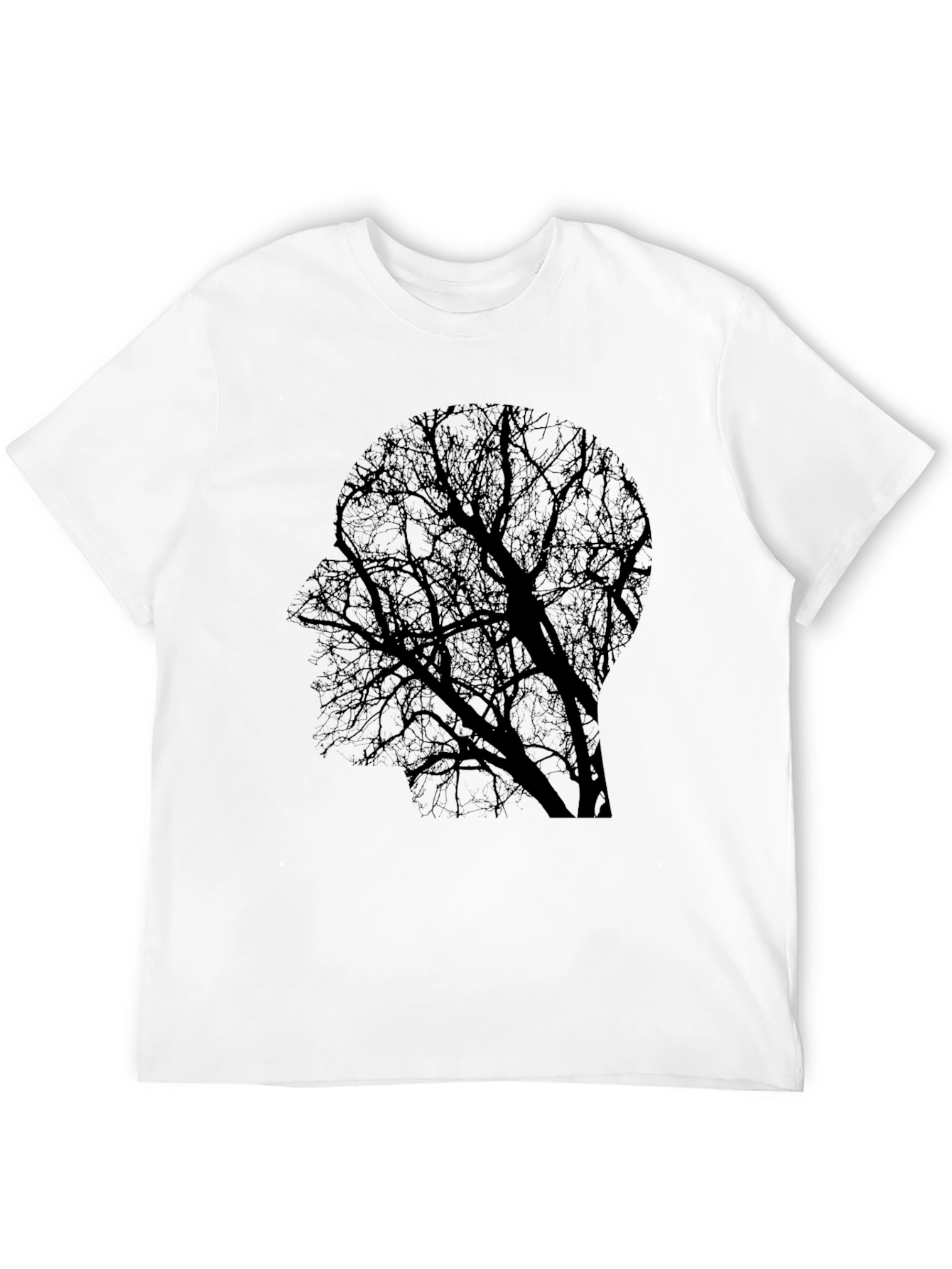 Camiseta Negra con Diseño de Árbol en Silueta Humana