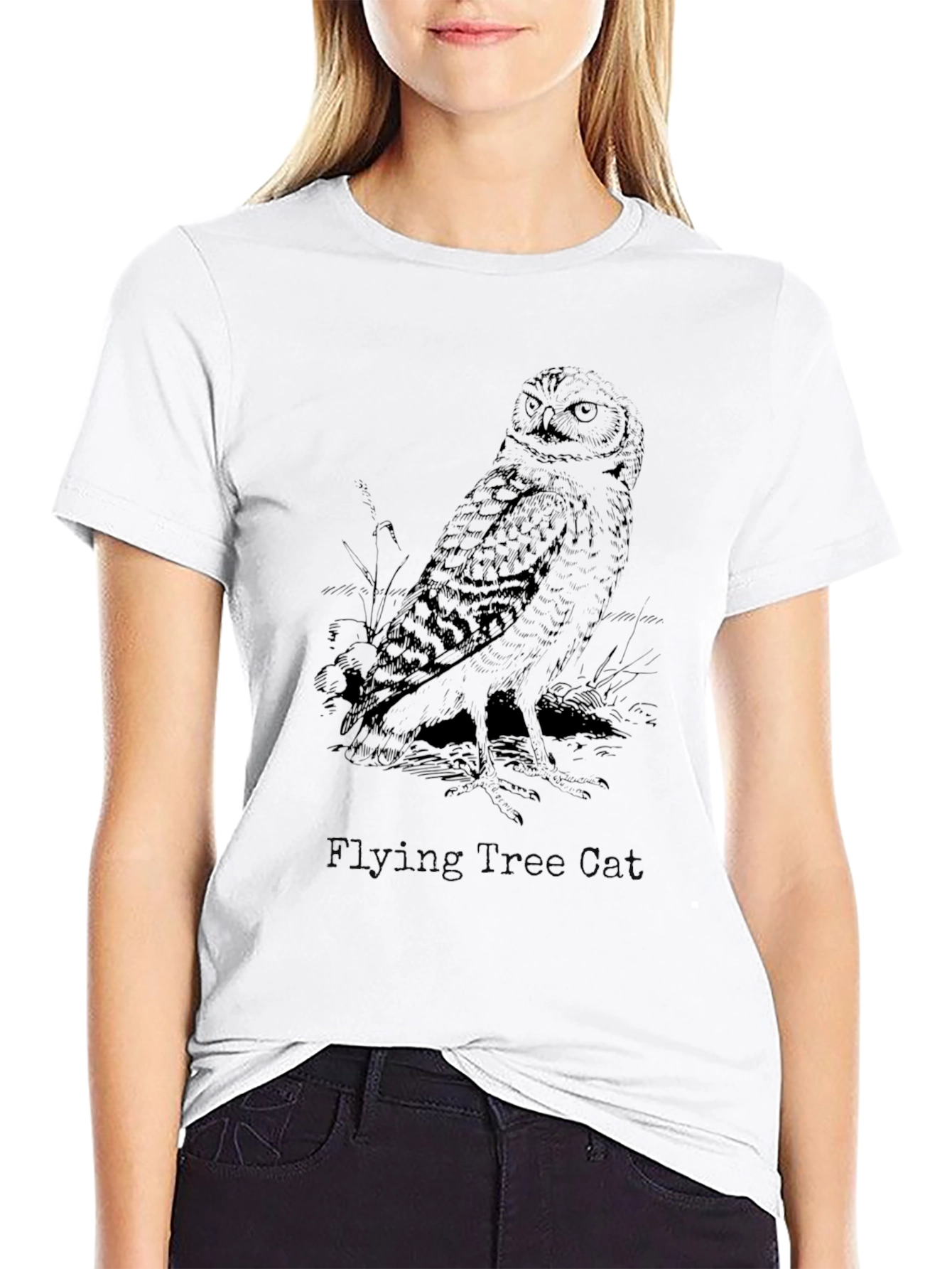 Camiseta Negra con Diseño de Búho
