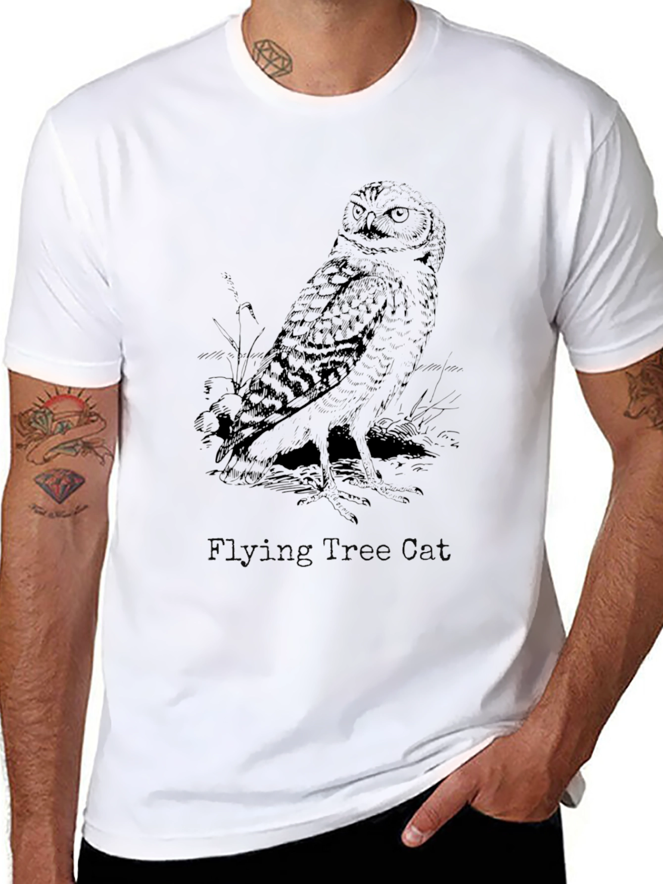 Camiseta Negra con Diseño de Búho