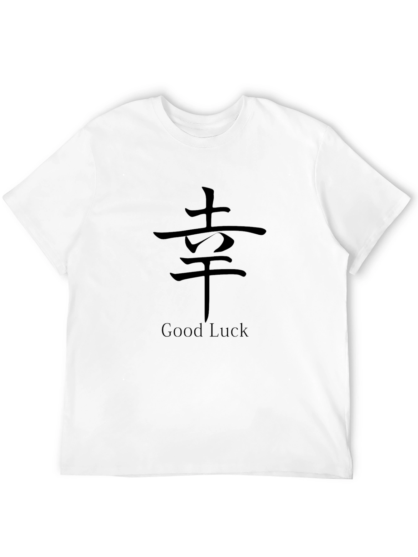 Camiseta Negra Buena Suerte Estilo Japonés