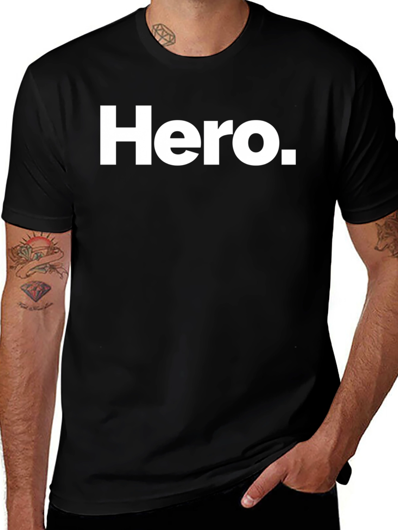 Camiseta Negra Hero para Hombre - Estilo Casual