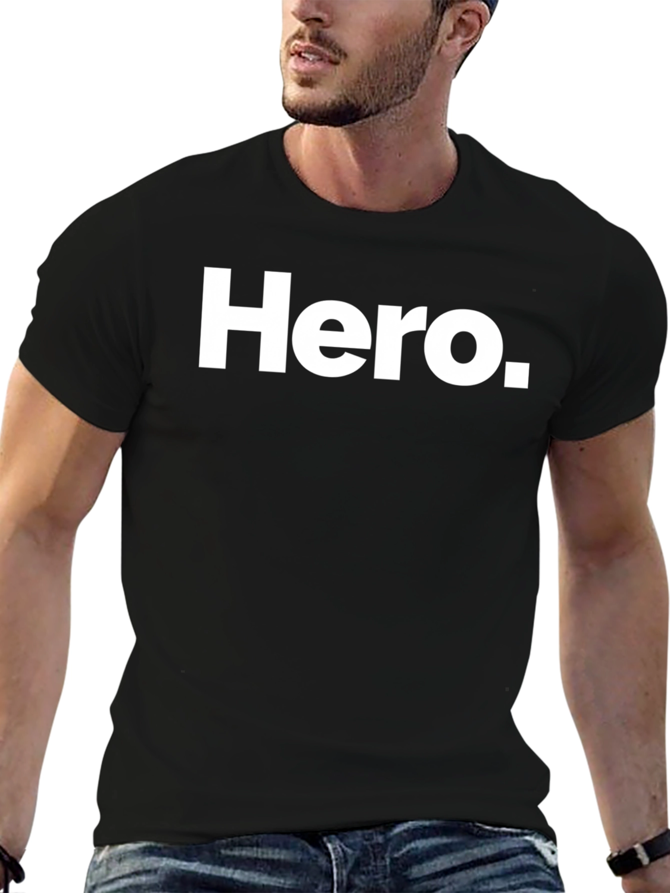 Camiseta Negra Hero para Hombre - Estilo Casual