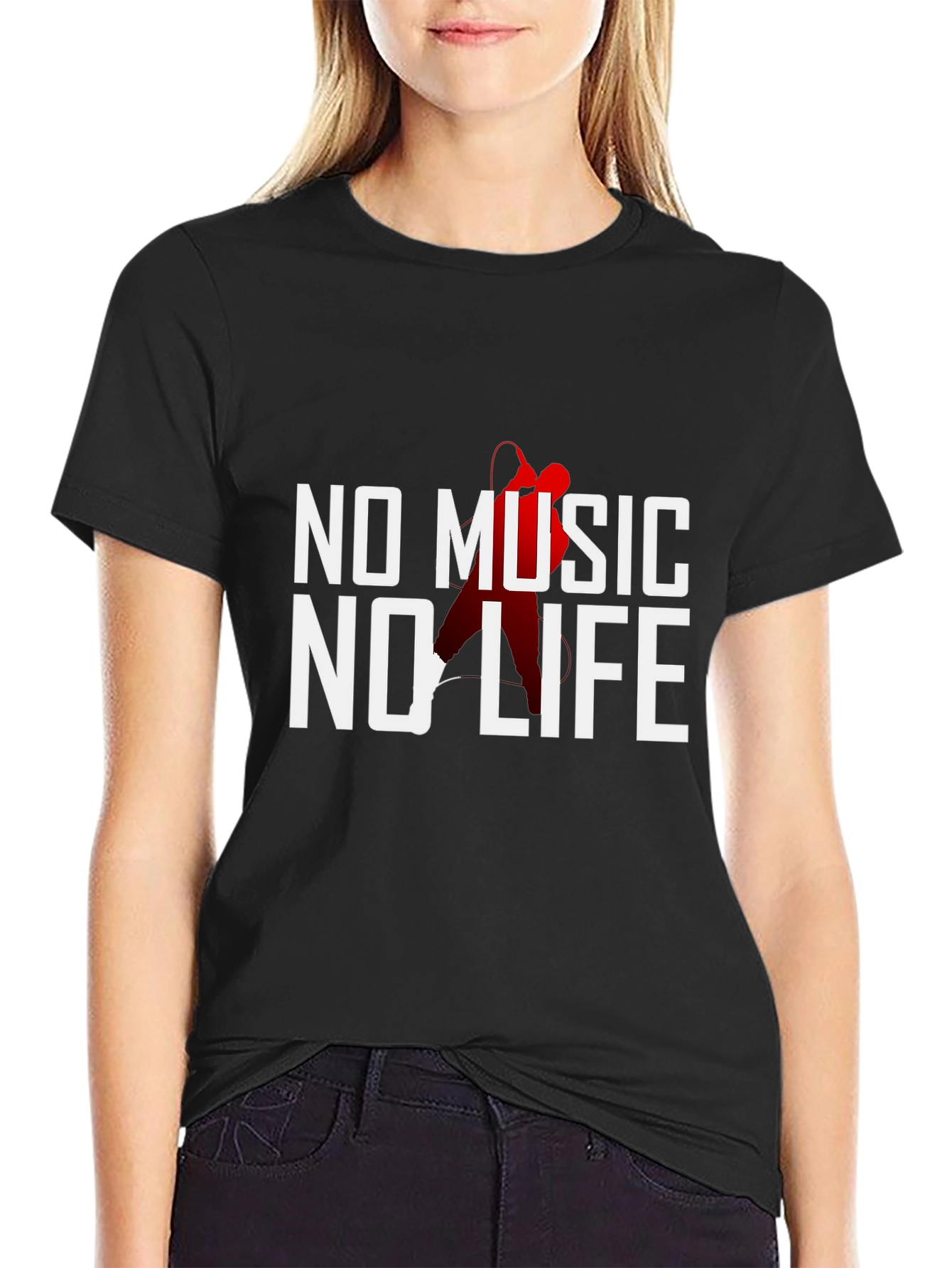 Camiseta Negra Sin Música No Hay Vida