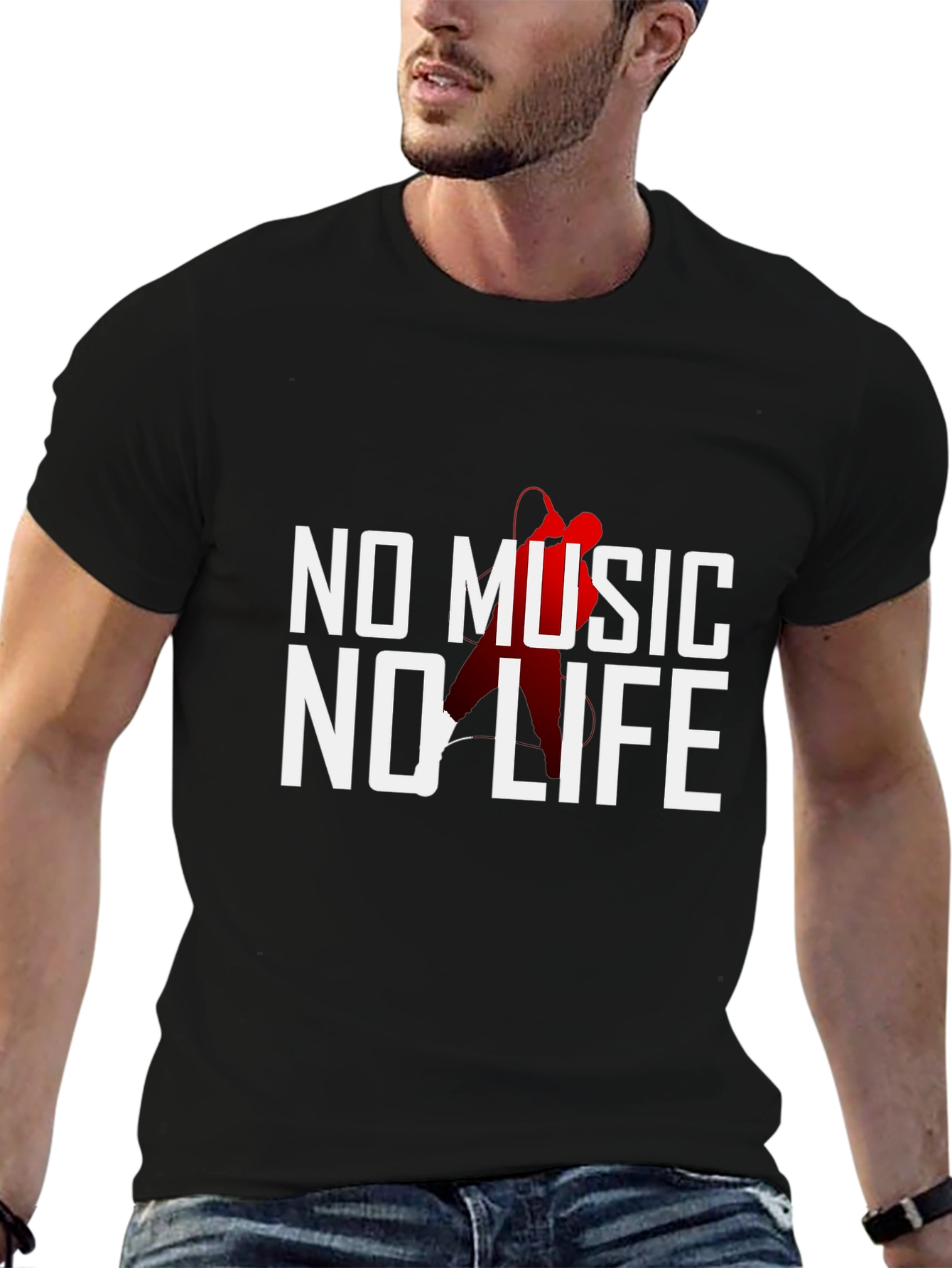Camiseta Negra Sin Música No Hay Vida