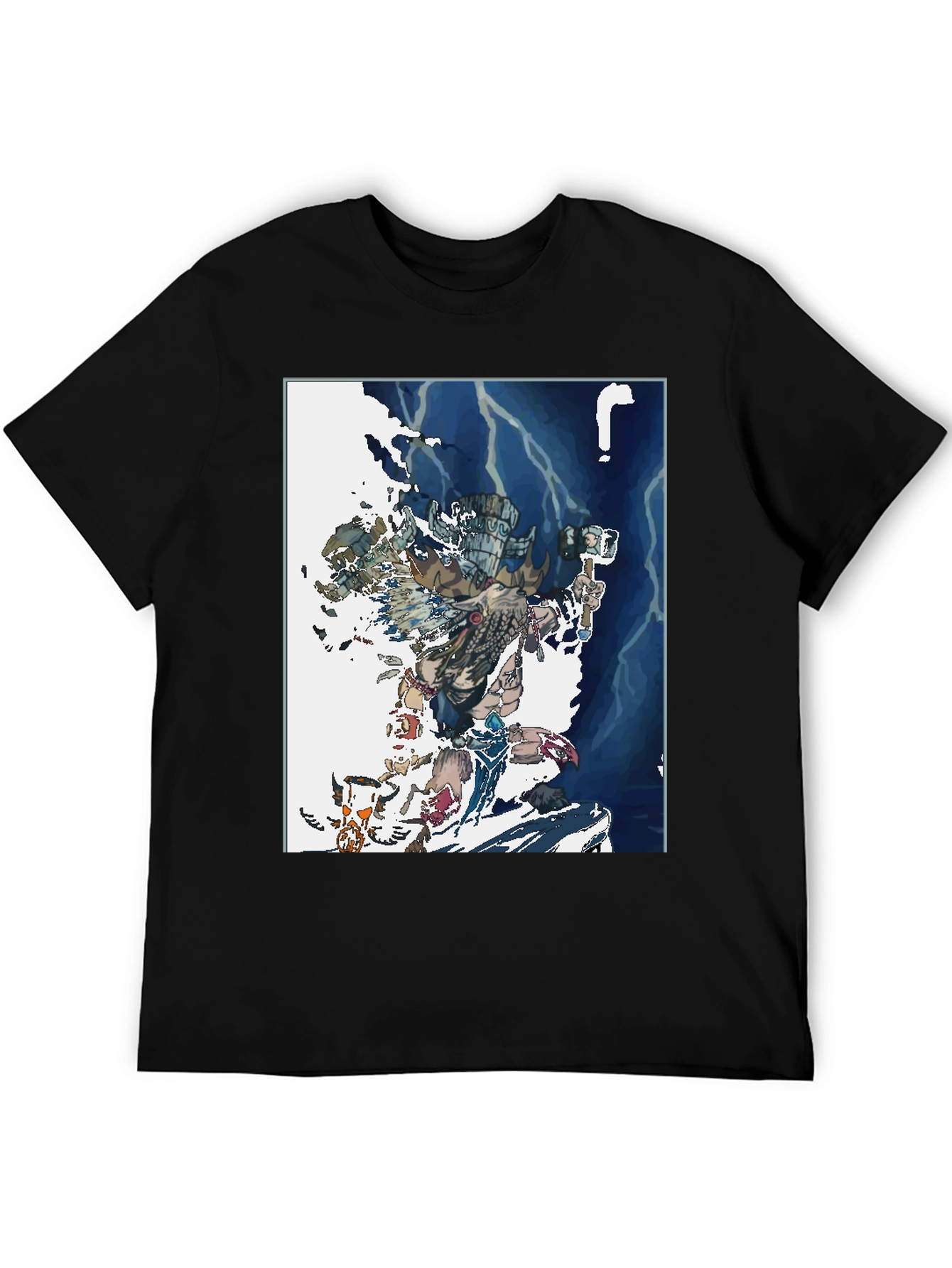 Camiseta Negra con Diseño de Guerrero Ancestral