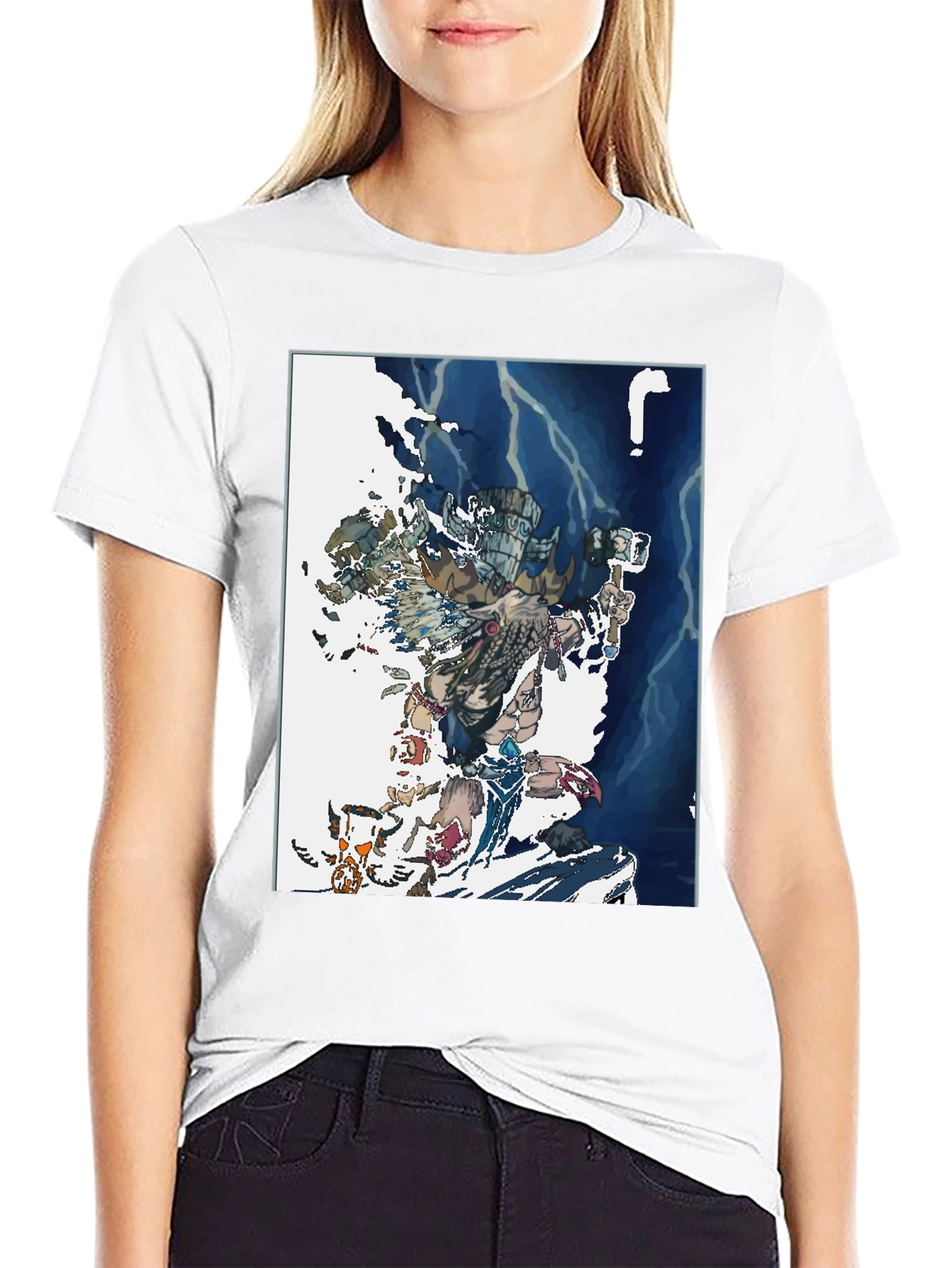 Camiseta Negra con Diseño de Guerrero Ancestral