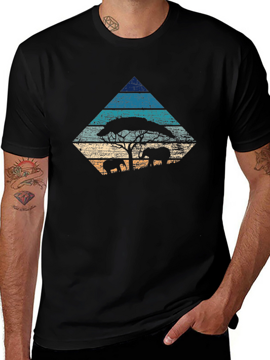 Camiseta Negra con Diseño de la Sabana Africana