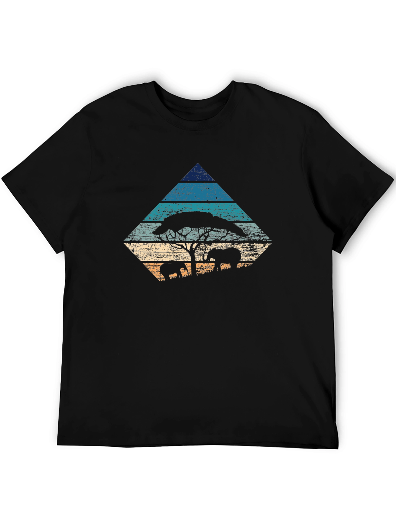 Camiseta Negra con Diseño de la Sabana Africana