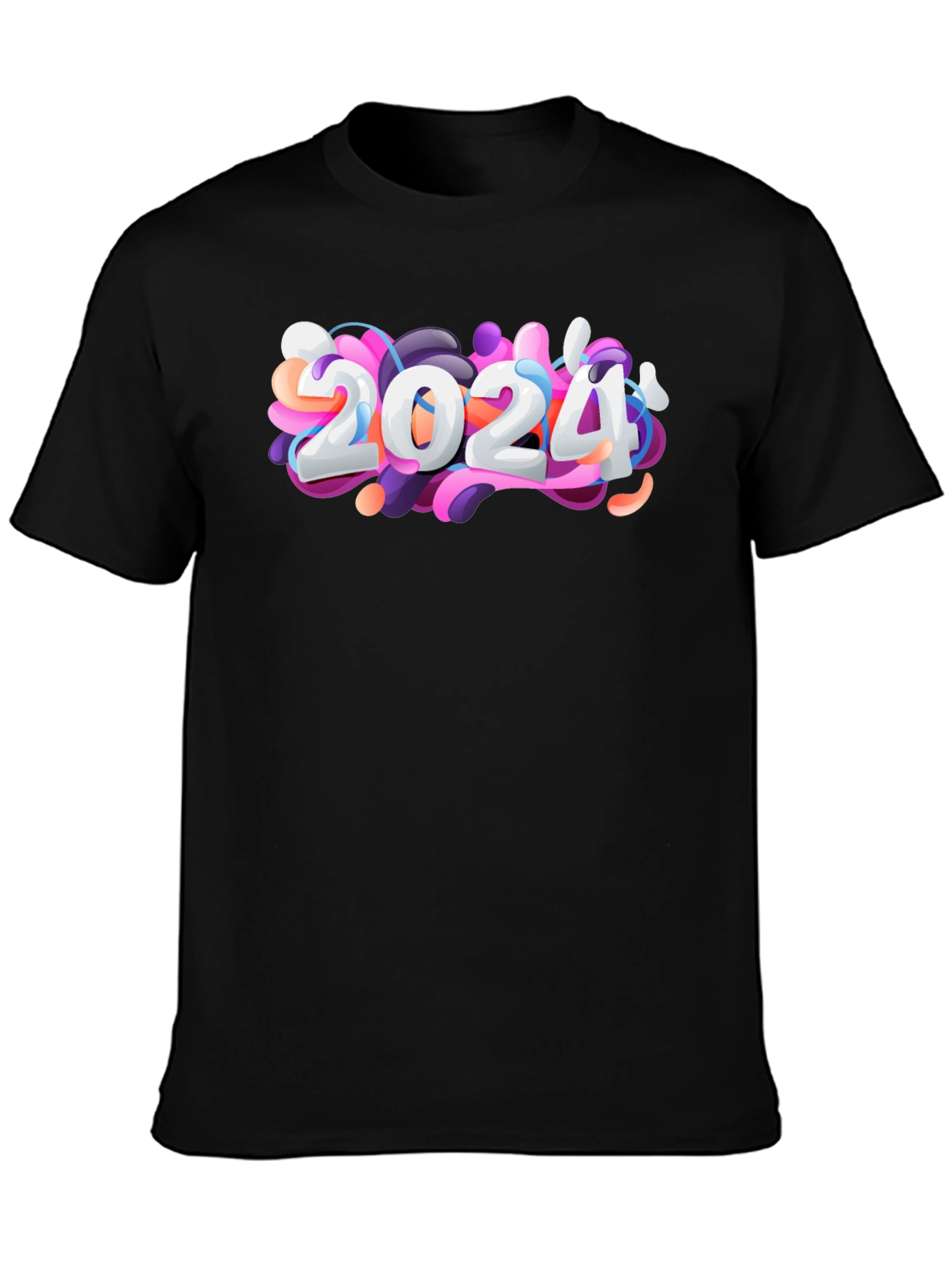 Camiseta Negra con Diseño 2024 Abstracto