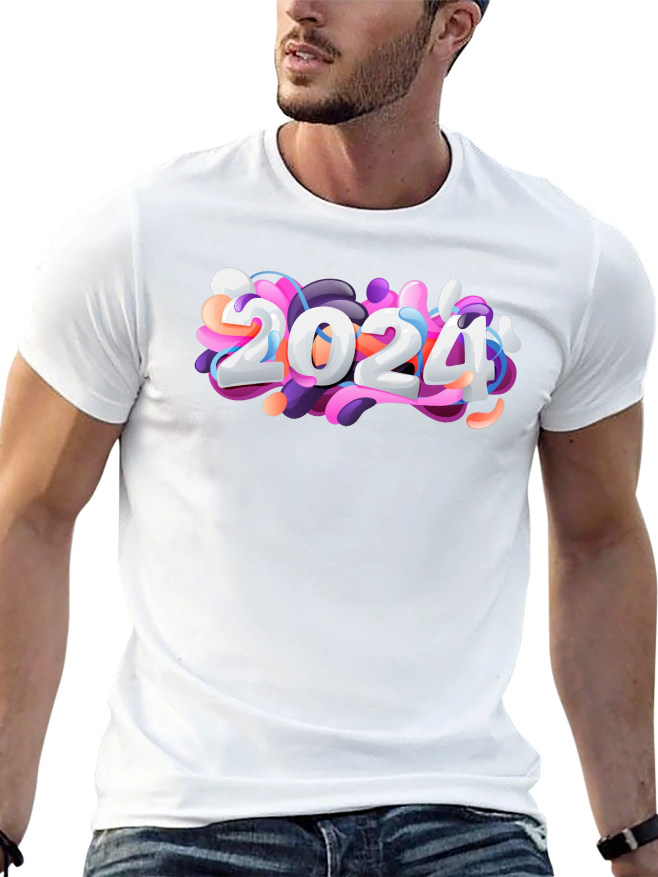 Camiseta Negra con Diseño 2024 Abstracto