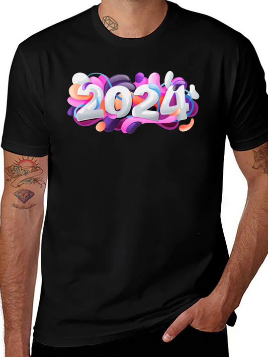 Camiseta Negra con Diseño 2024 Abstracto