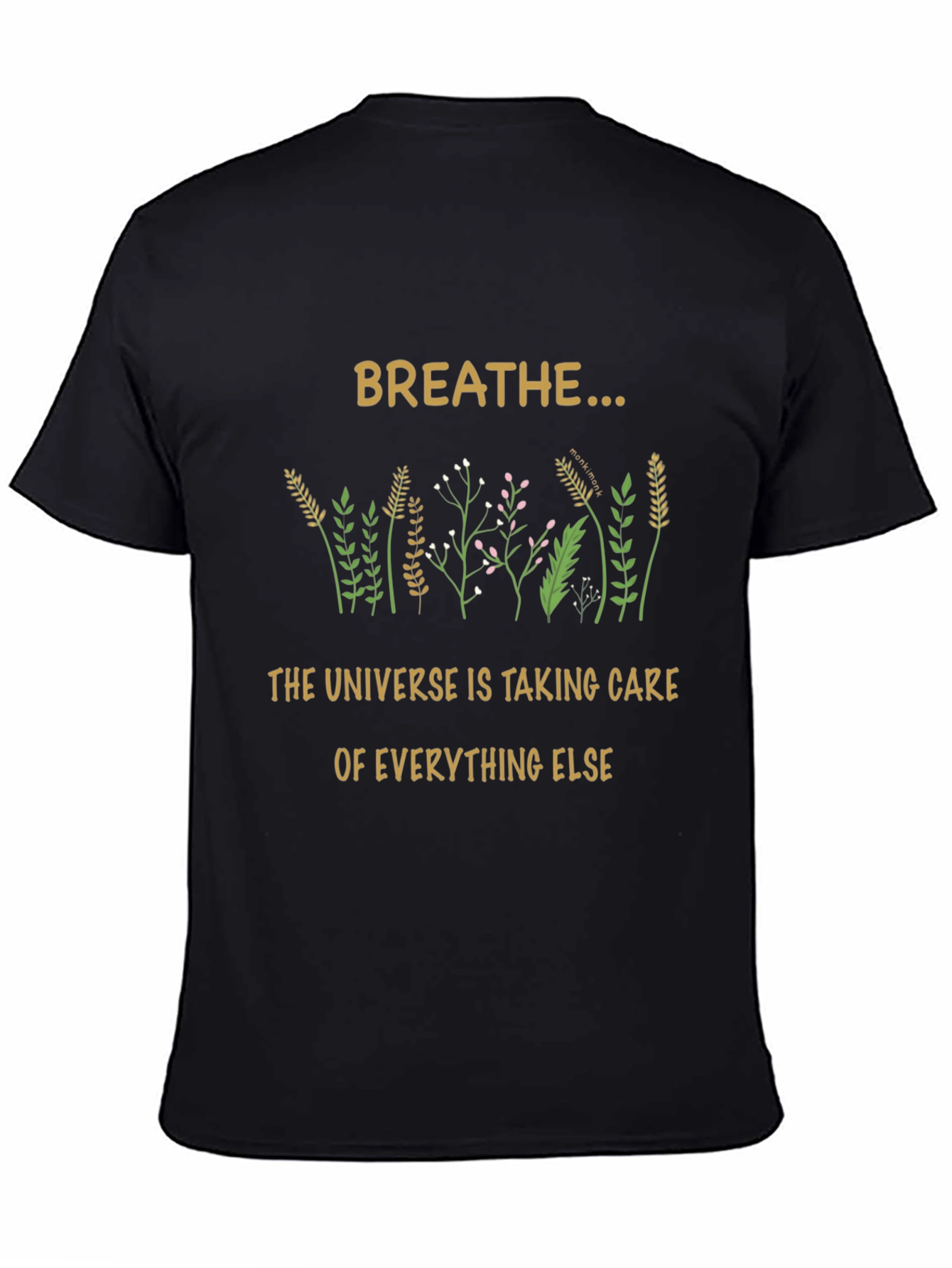 Camiseta Negra Respira con Diseño Floral