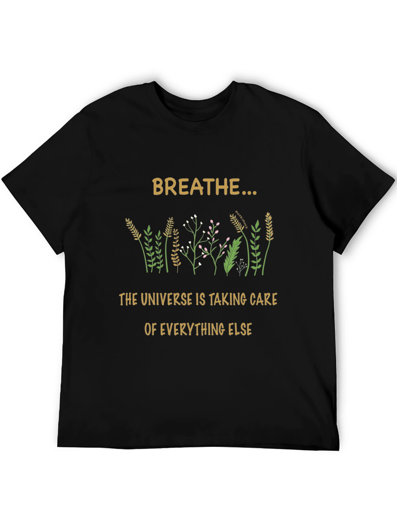 Camiseta Negra Respira con Diseño Floral