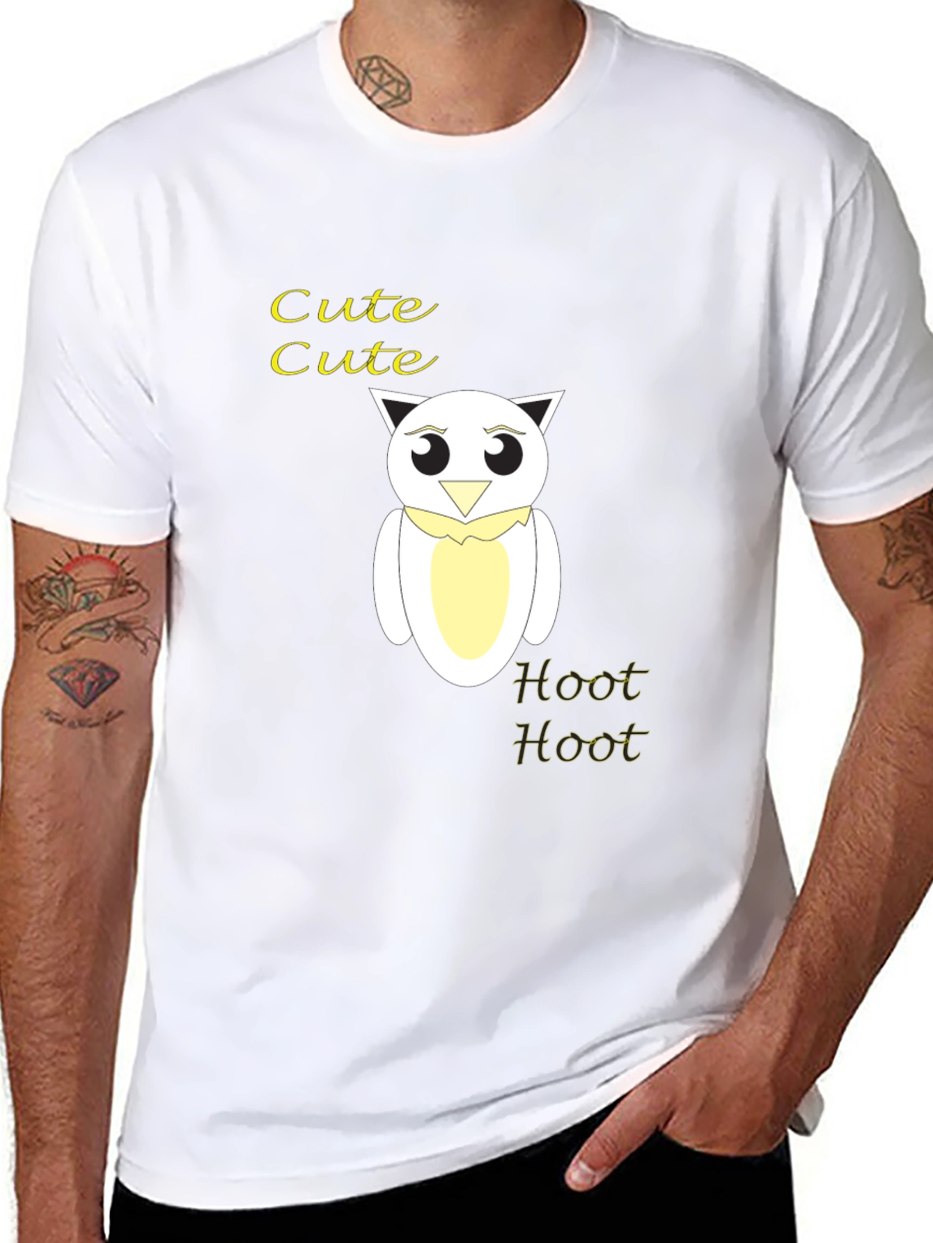 Camiseta Negra con Diseño de Búho Cute Hoot
