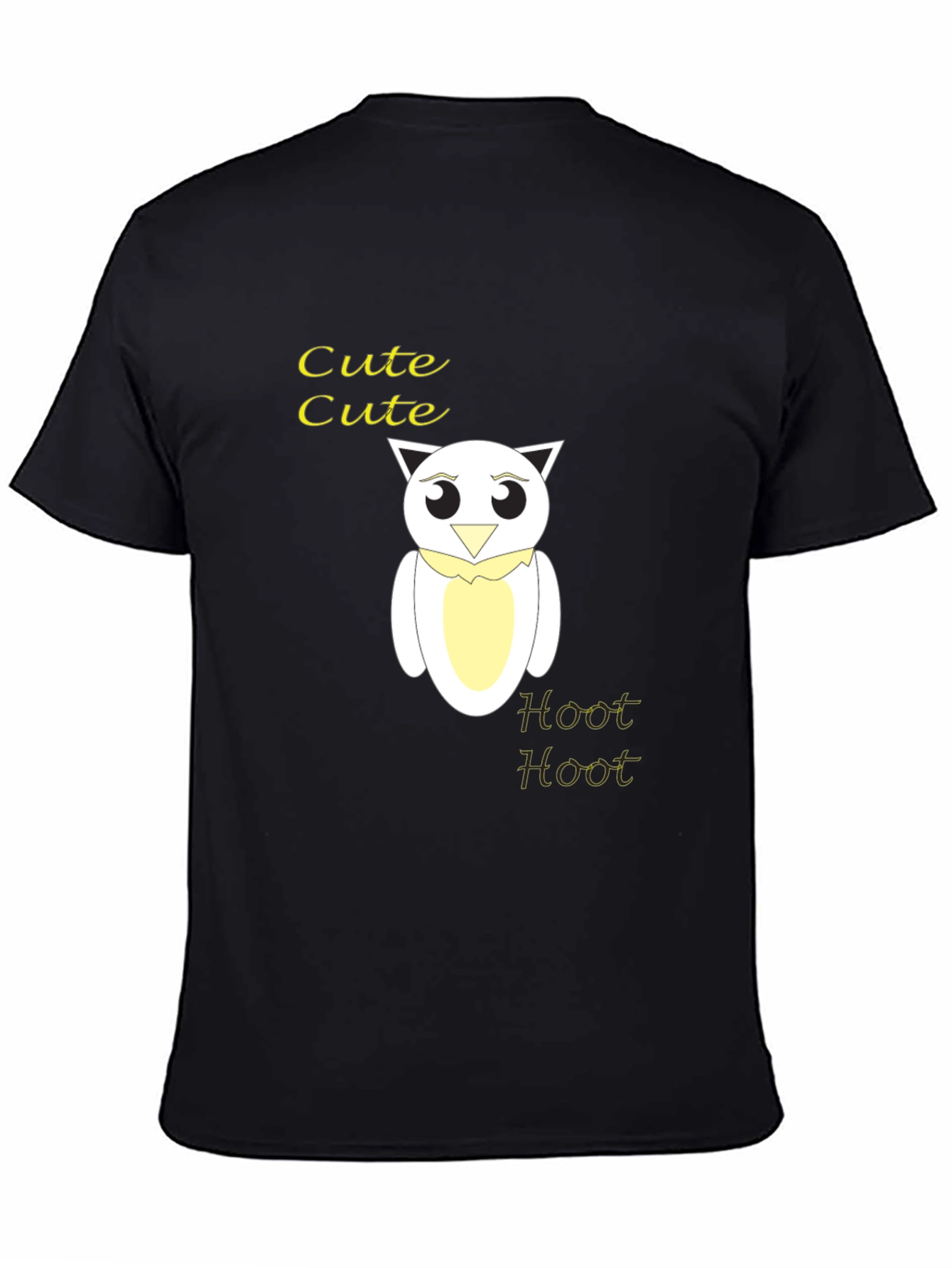 Camiseta Negra con Diseño de Búho Cute Hoot