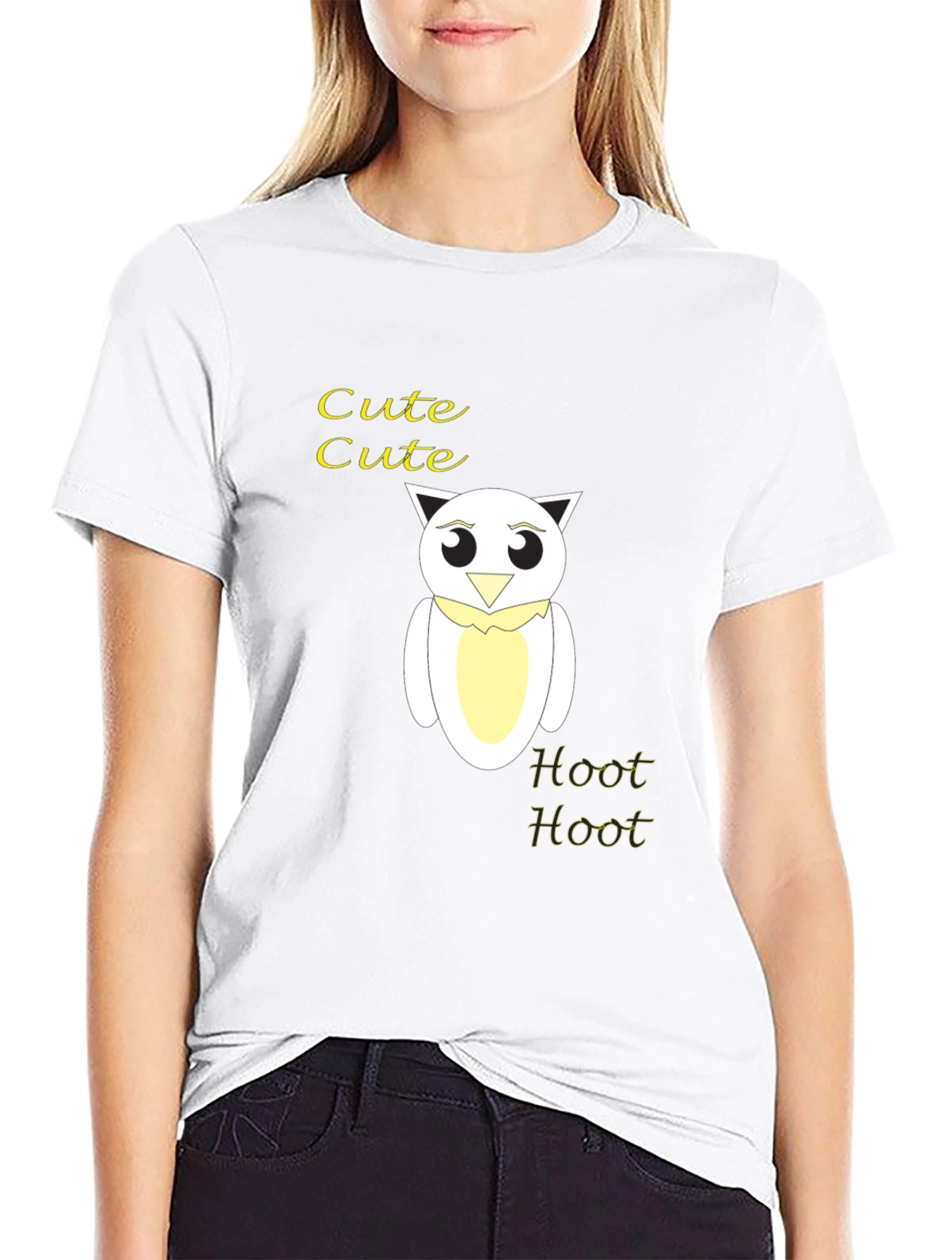 Camiseta Negra con Diseño de Búho Cute Hoot