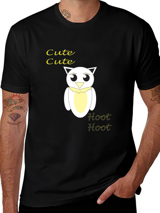 Camiseta Negra con Diseño de Búho Cute Hoot