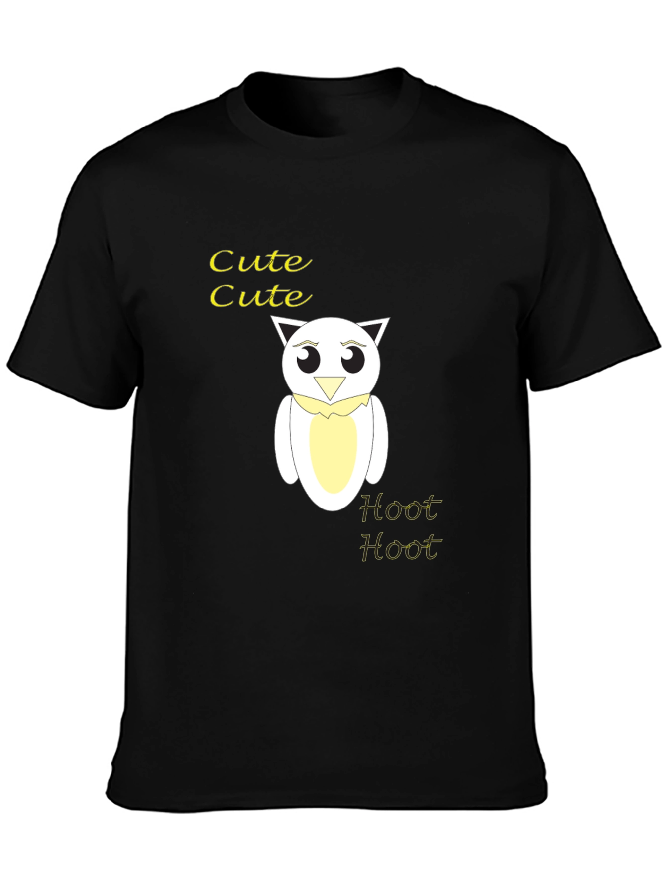 Camiseta Negra con Diseño de Búho Cute Hoot
