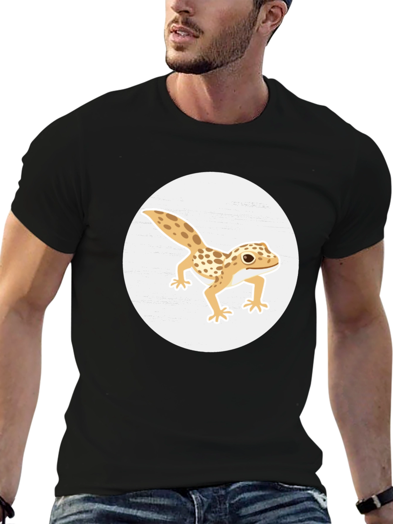 Camiseta Negra con Diseño de Gecko