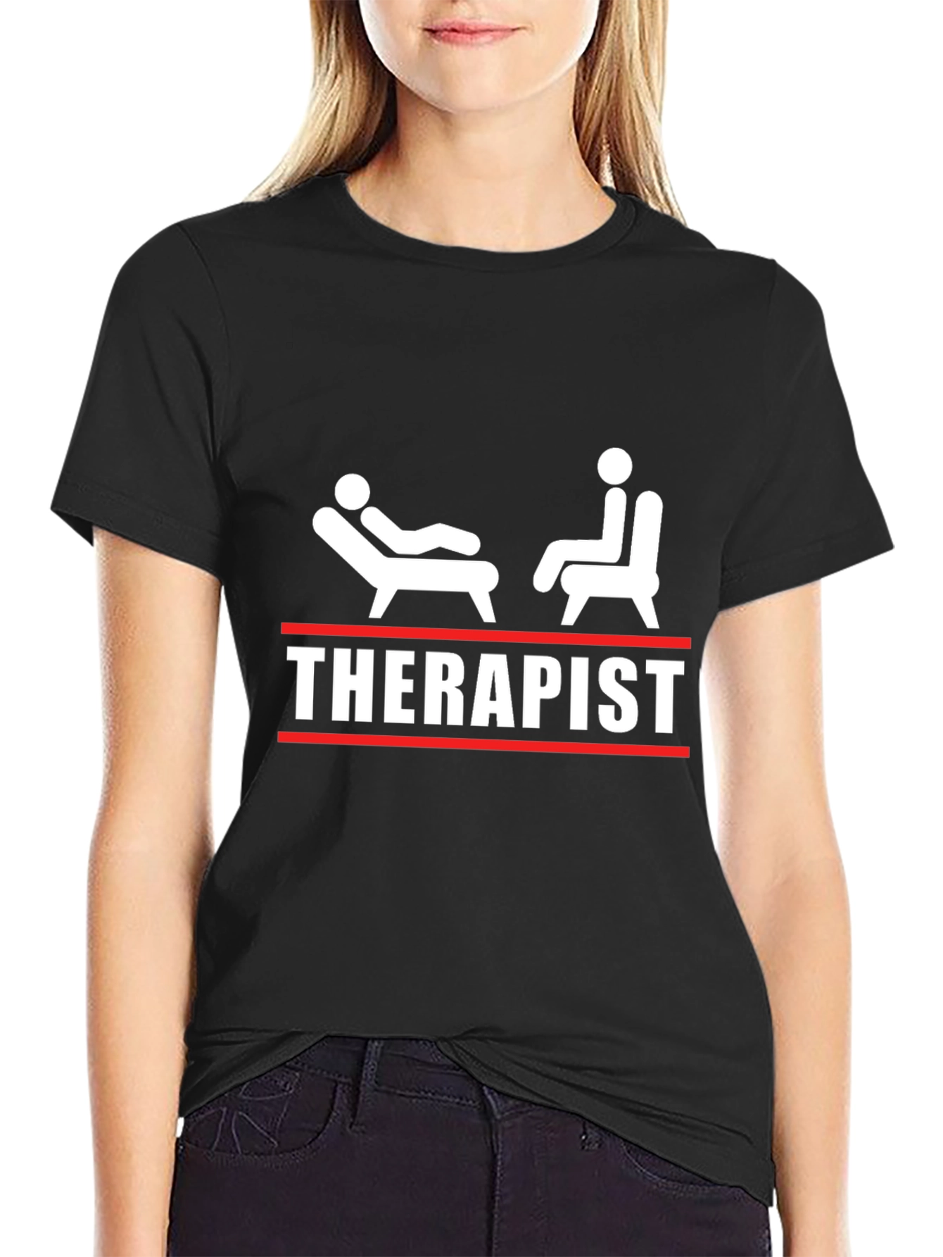 Camiseta Negra Therapist - Humor Profesional