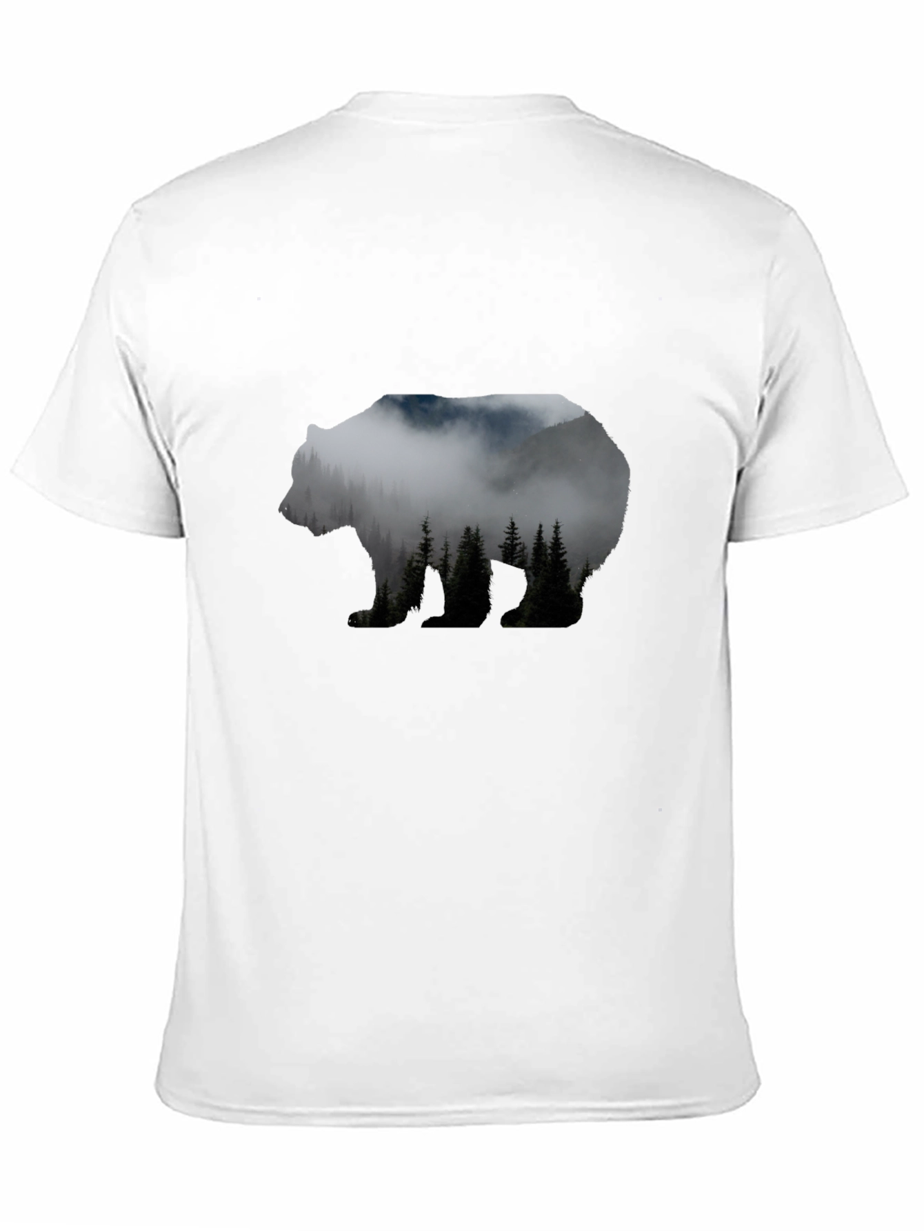 Camiseta Negra Hombre con Diseño de Oso Montaña