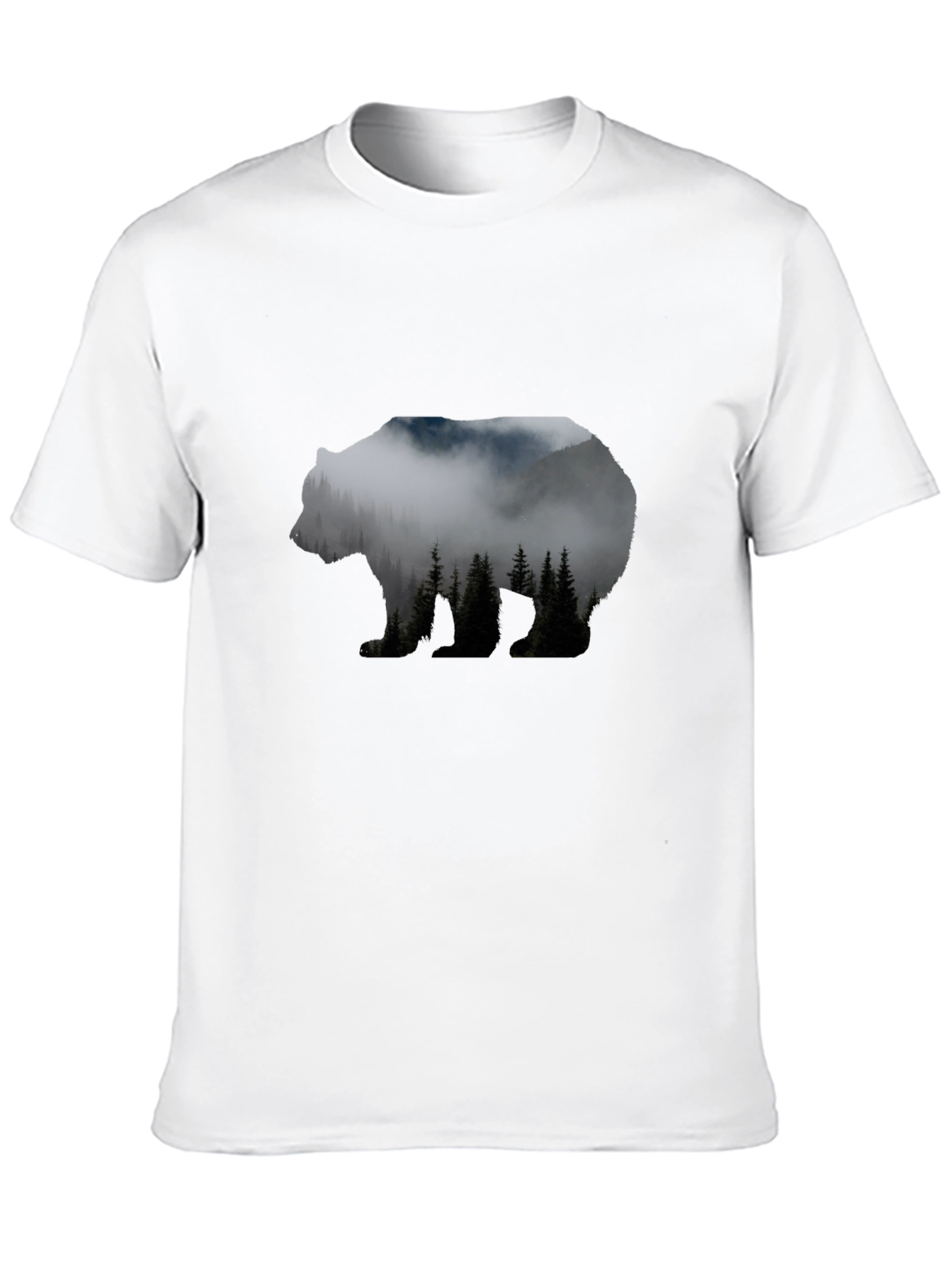 Camiseta Negra Hombre con Diseño de Oso Montaña