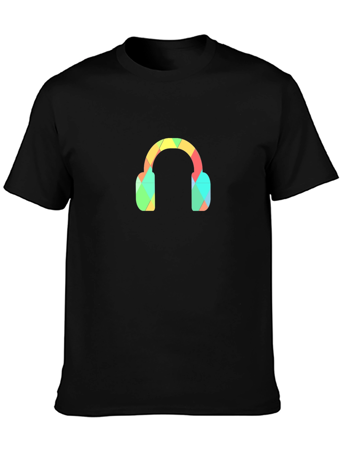 Camiseta Negra con Diseño de Audífonos Geométricos