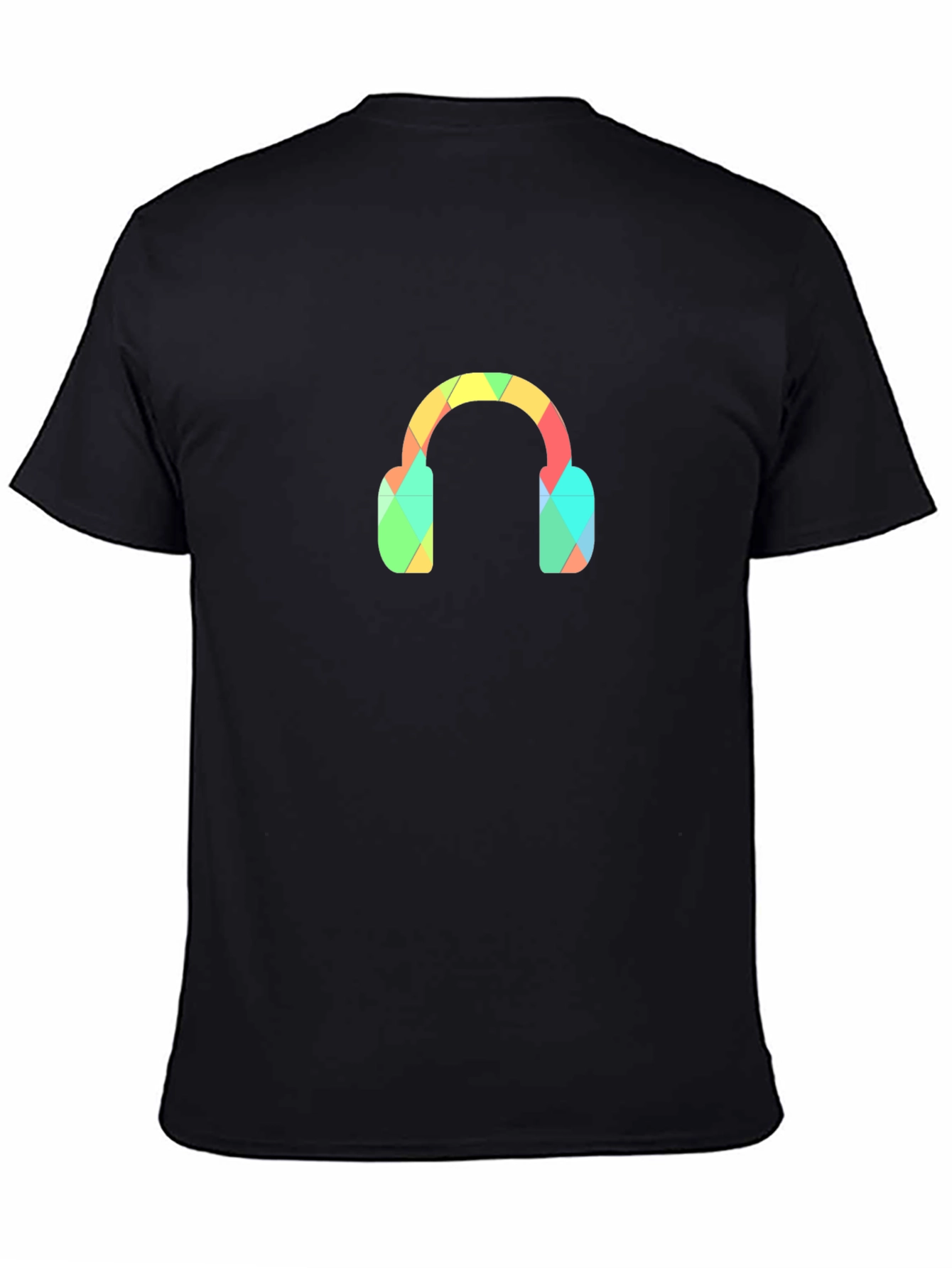 Camiseta Negra con Diseño de Audífonos Geométricos