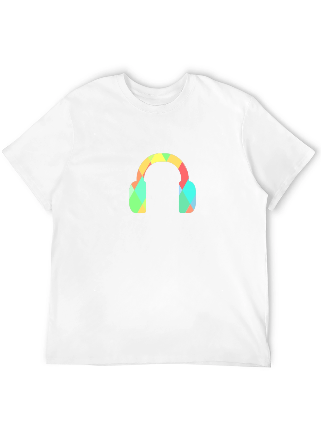 Camiseta Negra con Diseño de Audífonos Geométricos