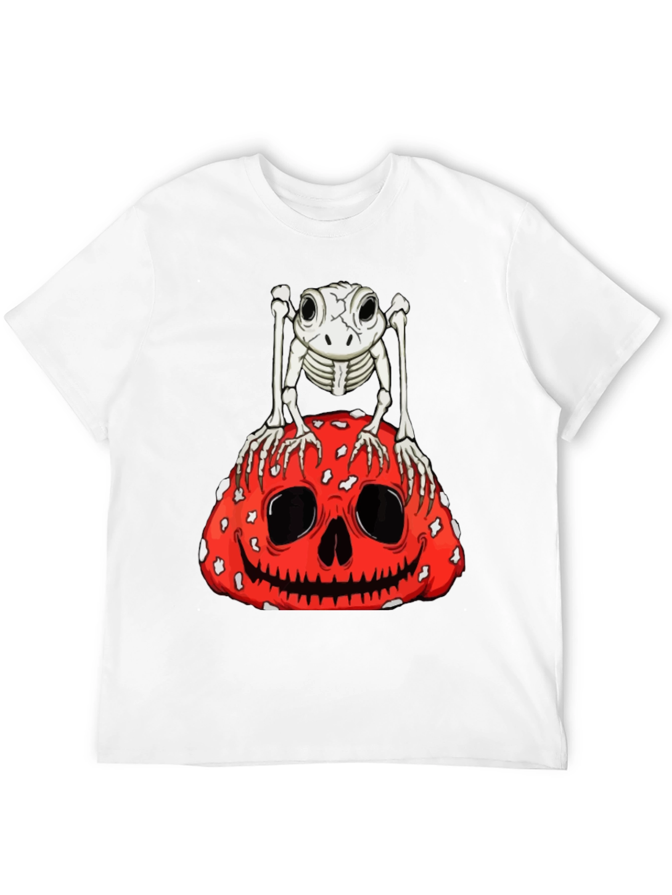 Camiseta Negra con Diseño de Rana Esqueleto y Calabaza