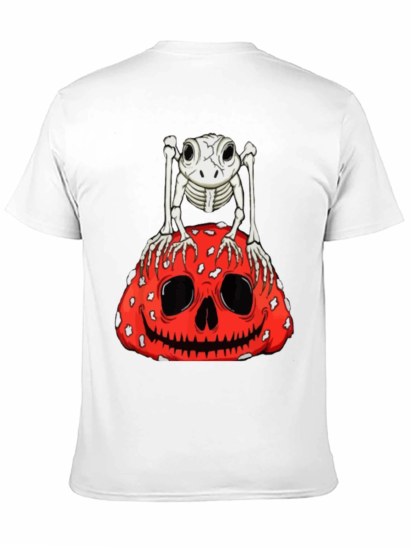 Camiseta Negra con Diseño de Rana Esqueleto y Calabaza