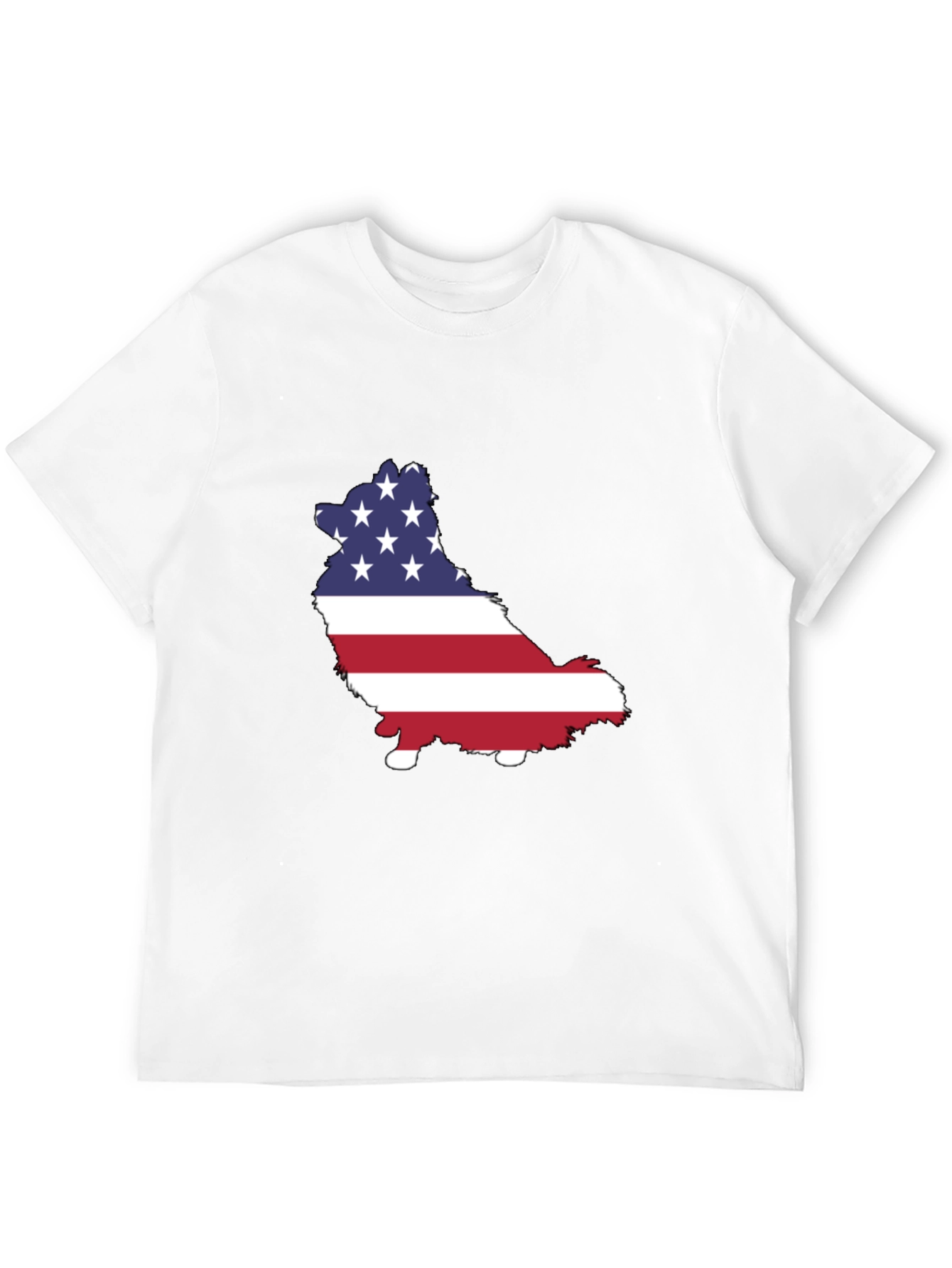 Camiseta Negra con Diseño de Perro Bandera Americana