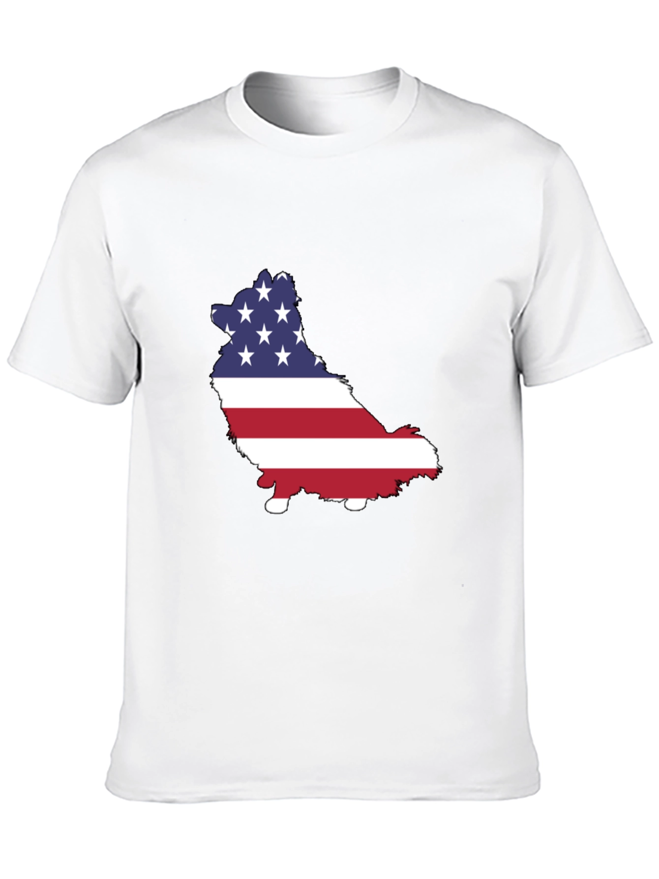 Camiseta Negra con Diseño de Perro Bandera Americana