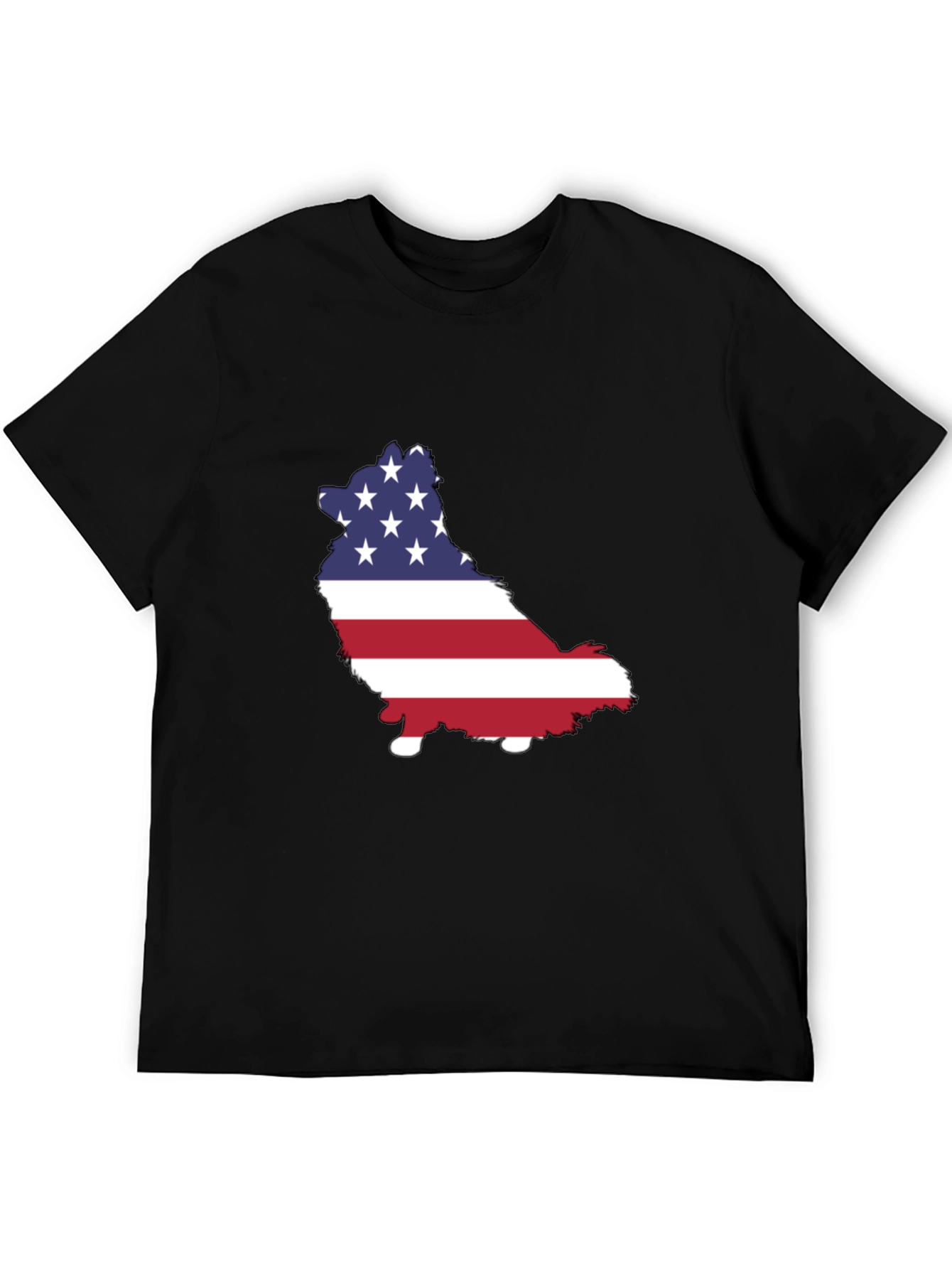 Camiseta Negra con Diseño de Perro Bandera Americana