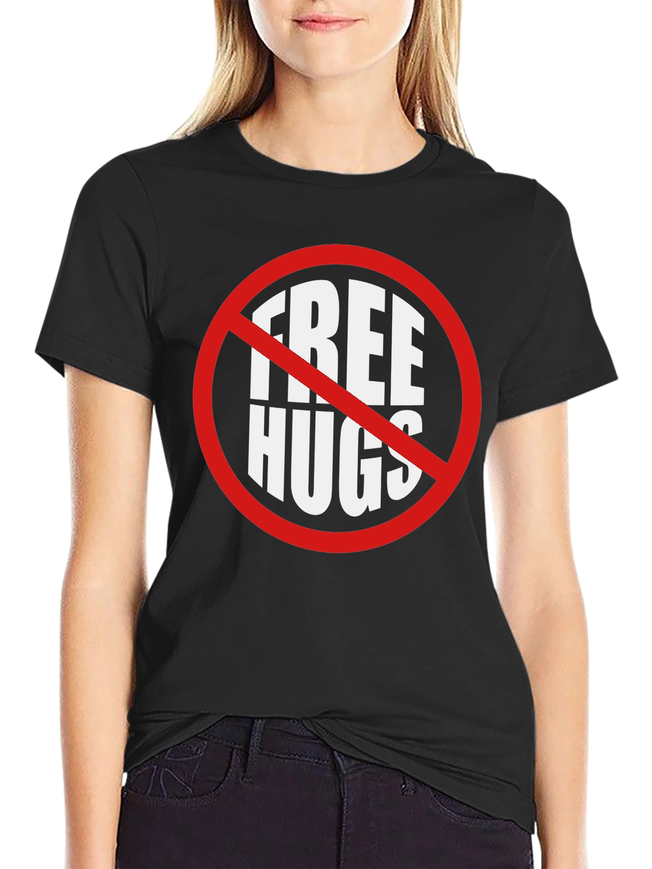 Camiseta Negra No Abrazos Gratis Divertida e Irónica