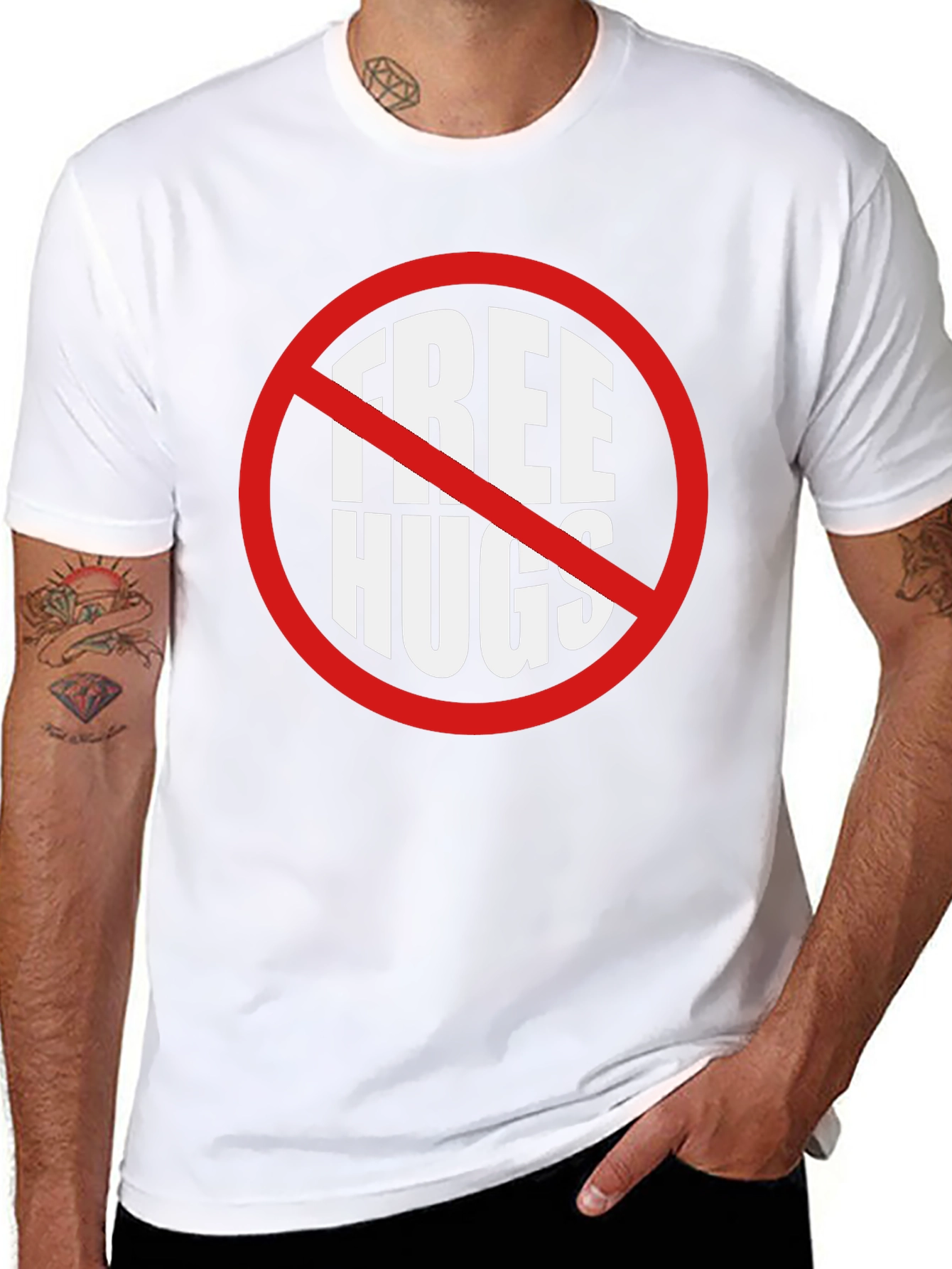 Camiseta Negra No Abrazos Gratis Divertida e Irónica