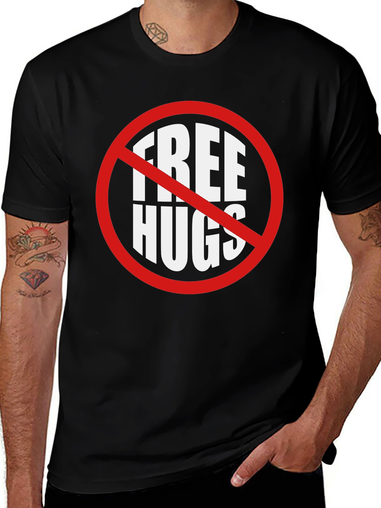 Camiseta Negra No Abrazos Gratis Divertida e Irónica