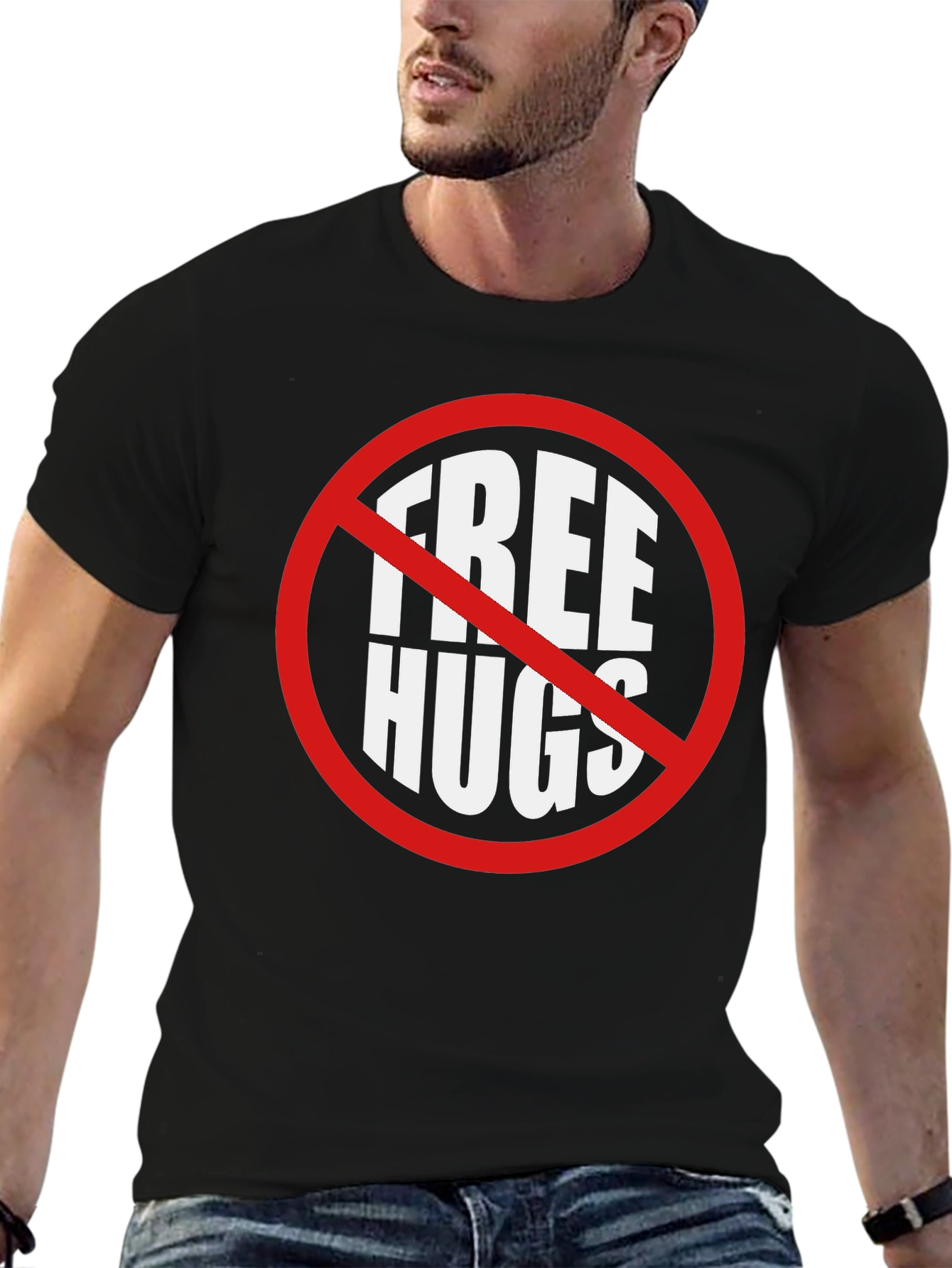 Camiseta Negra No Abrazos Gratis Divertida e Irónica