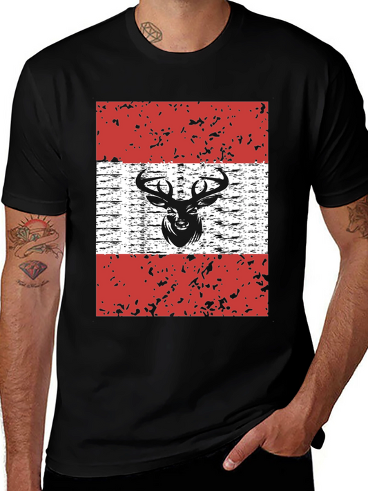 Camiseta Negra con Diseño de Ciervo Estilizado